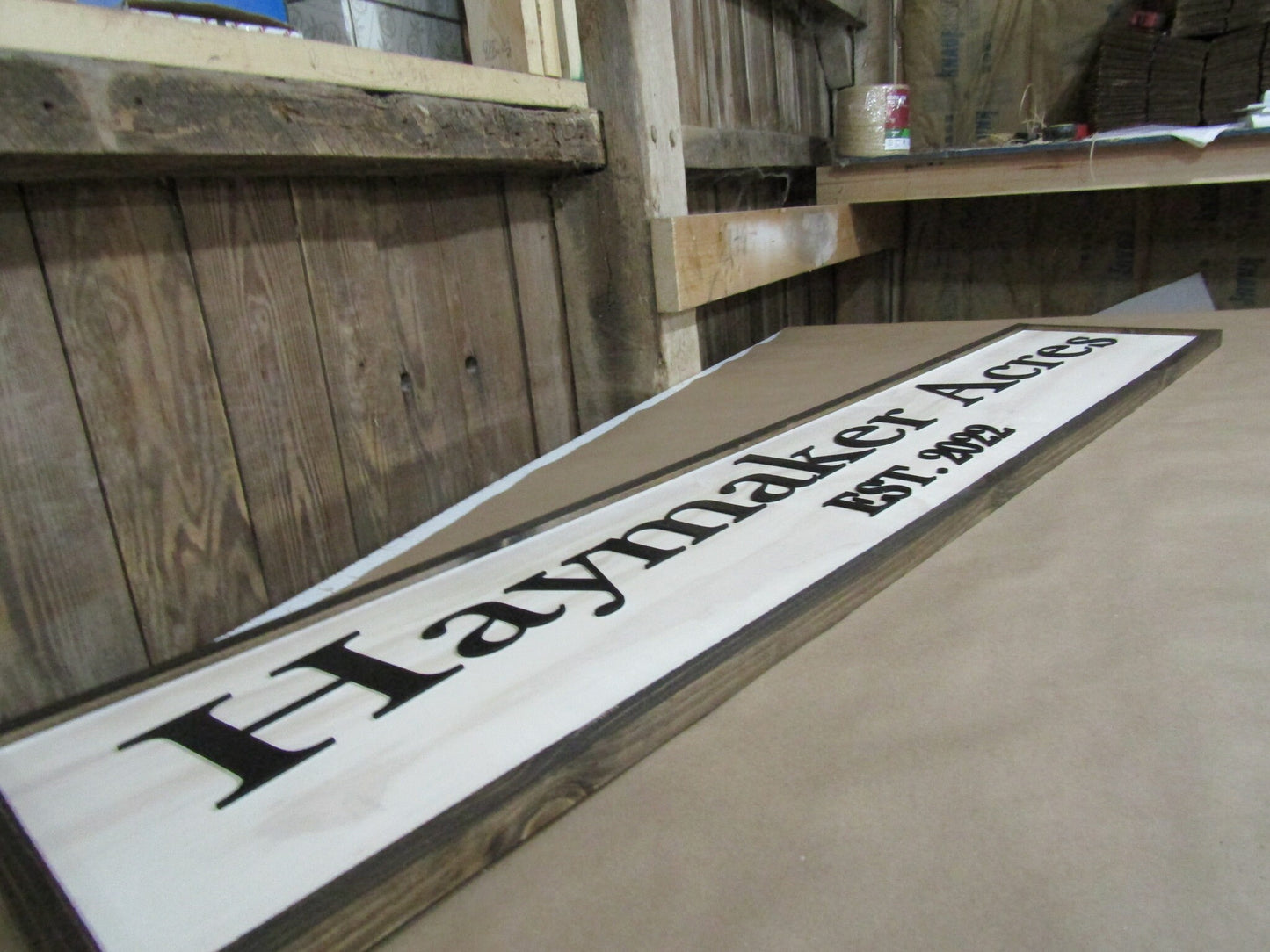 Large Custom Wooden Sign Personalized Farm Acres Haymaker Homestead Indoor Outdoor Made to Order 3D Handmade Country Rustic Driveway Framed