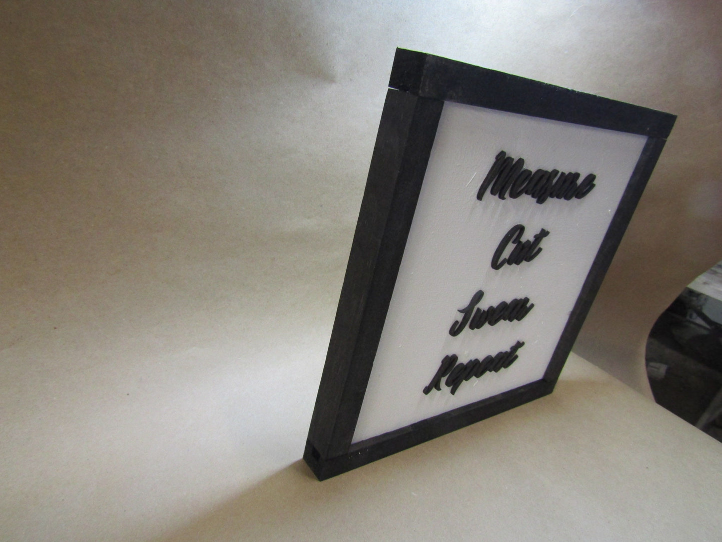 Wooden Crafter Sign Funny Measure Cut Swear Repeat Sew Seamstress Craft Room Decor Garage Carpenter Do It Yourself 3D Raised Text Handmade