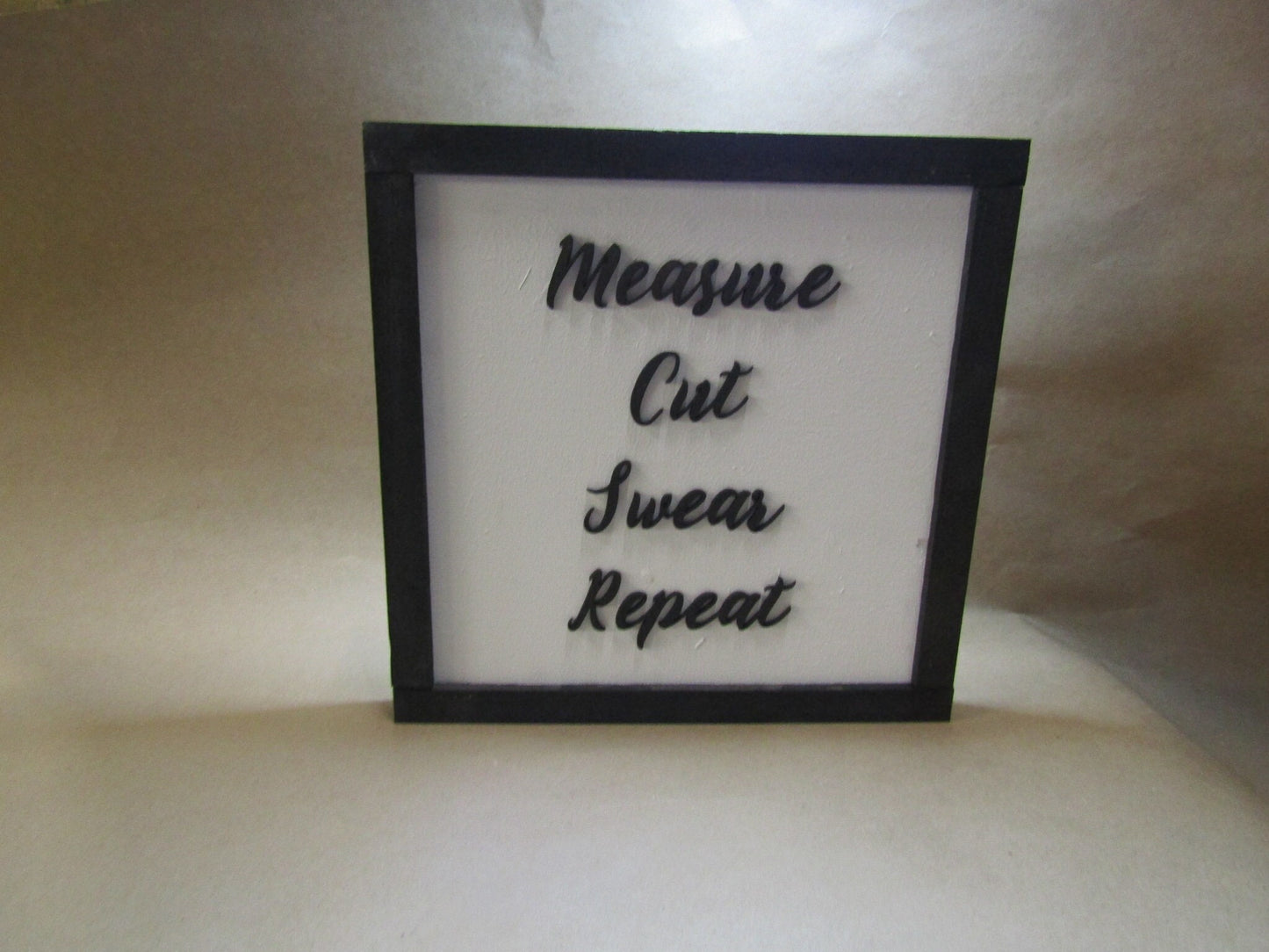 Wooden Crafter Sign Funny Measure Cut Swear Repeat Sew Seamstress Craft Room Decor Garage Carpenter Do It Yourself 3D Raised Text Handmade