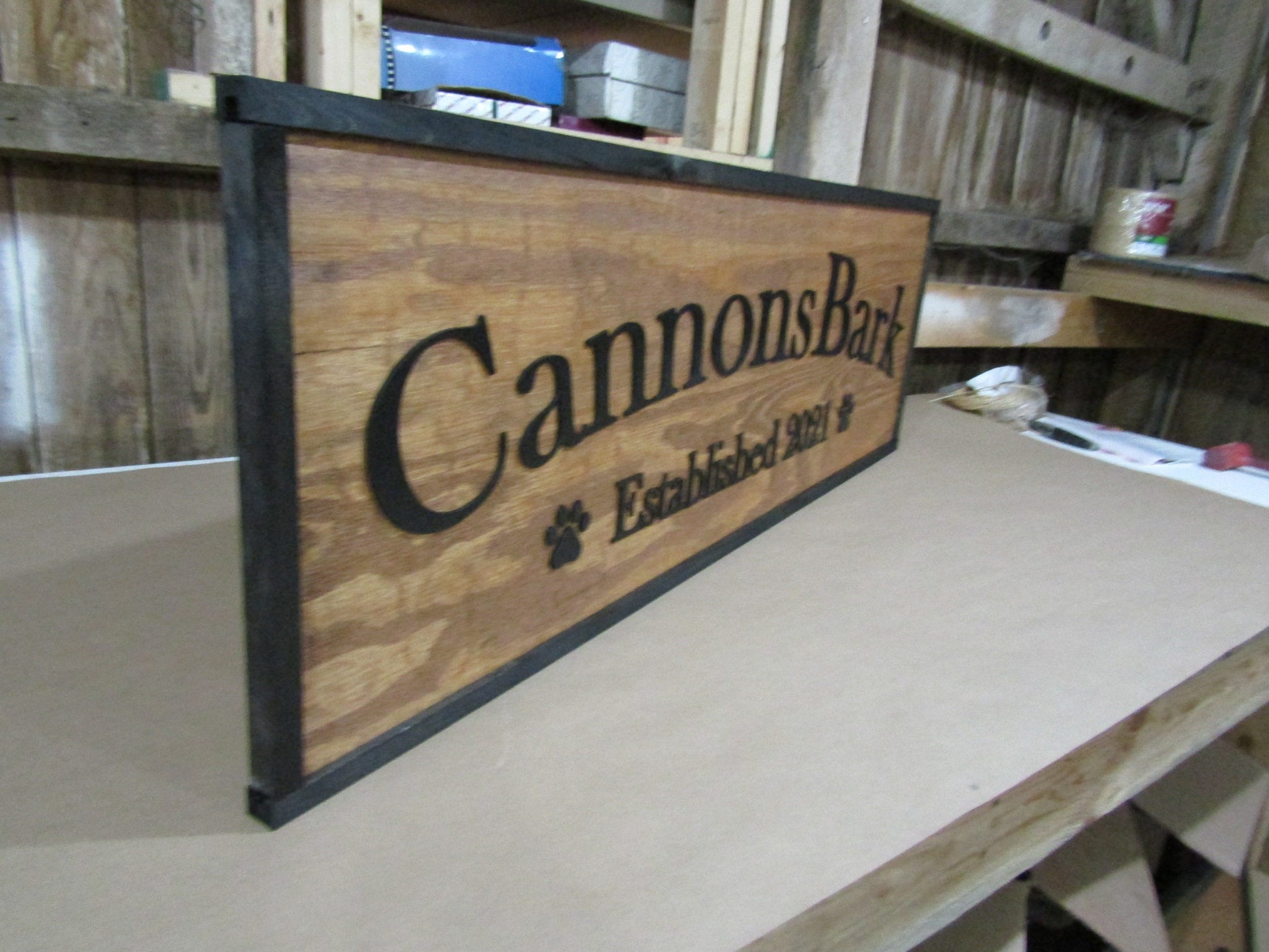 Large Custom Ranch Sign Paw Print Over-sized Rustic Business Logo Company Name Established Wood Laser Cut Out 3D Extra Large Handmade