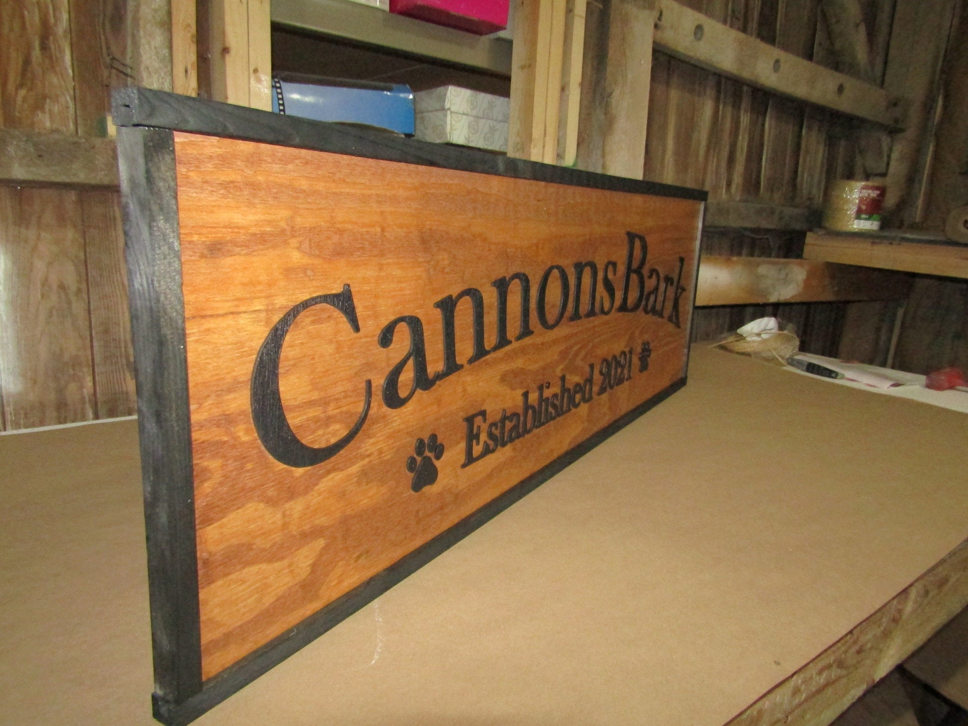 Large Custom Ranch Sign Paw Print Over-sized Rustic Business Logo Company Name Established Wood Laser Cut Out 3D Extra Large Handmade