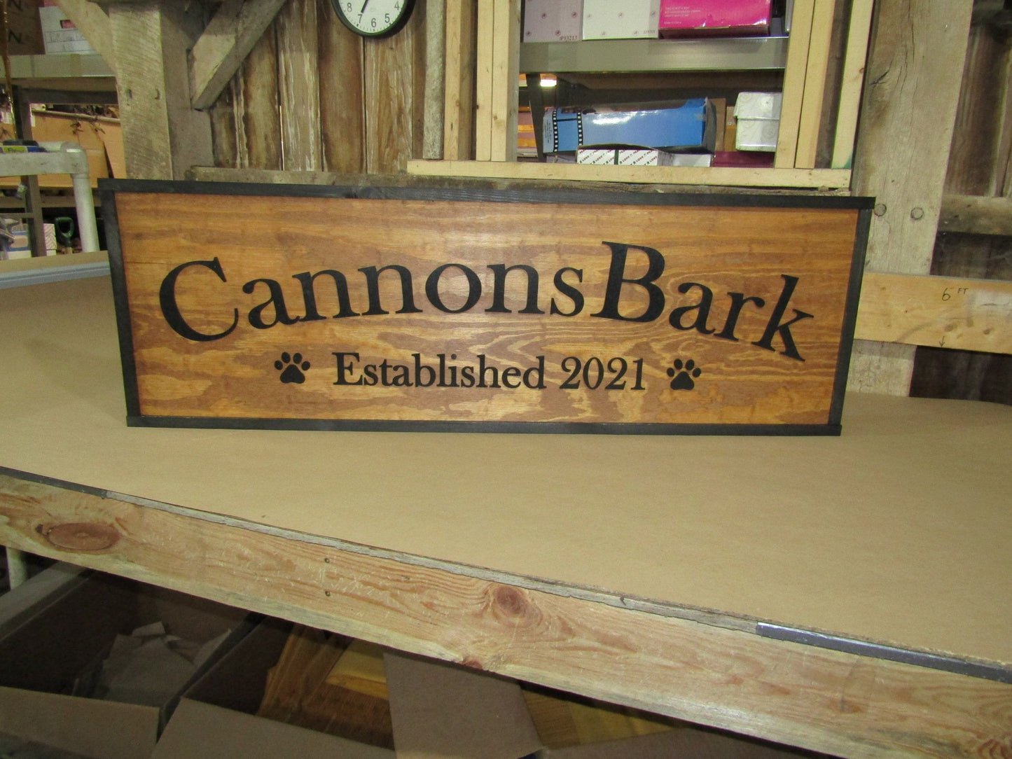 Large Custom Ranch Sign Paw Print Over-sized Rustic Business Logo Company Name Established Wood Laser Cut Out 3D Extra Large Handmade