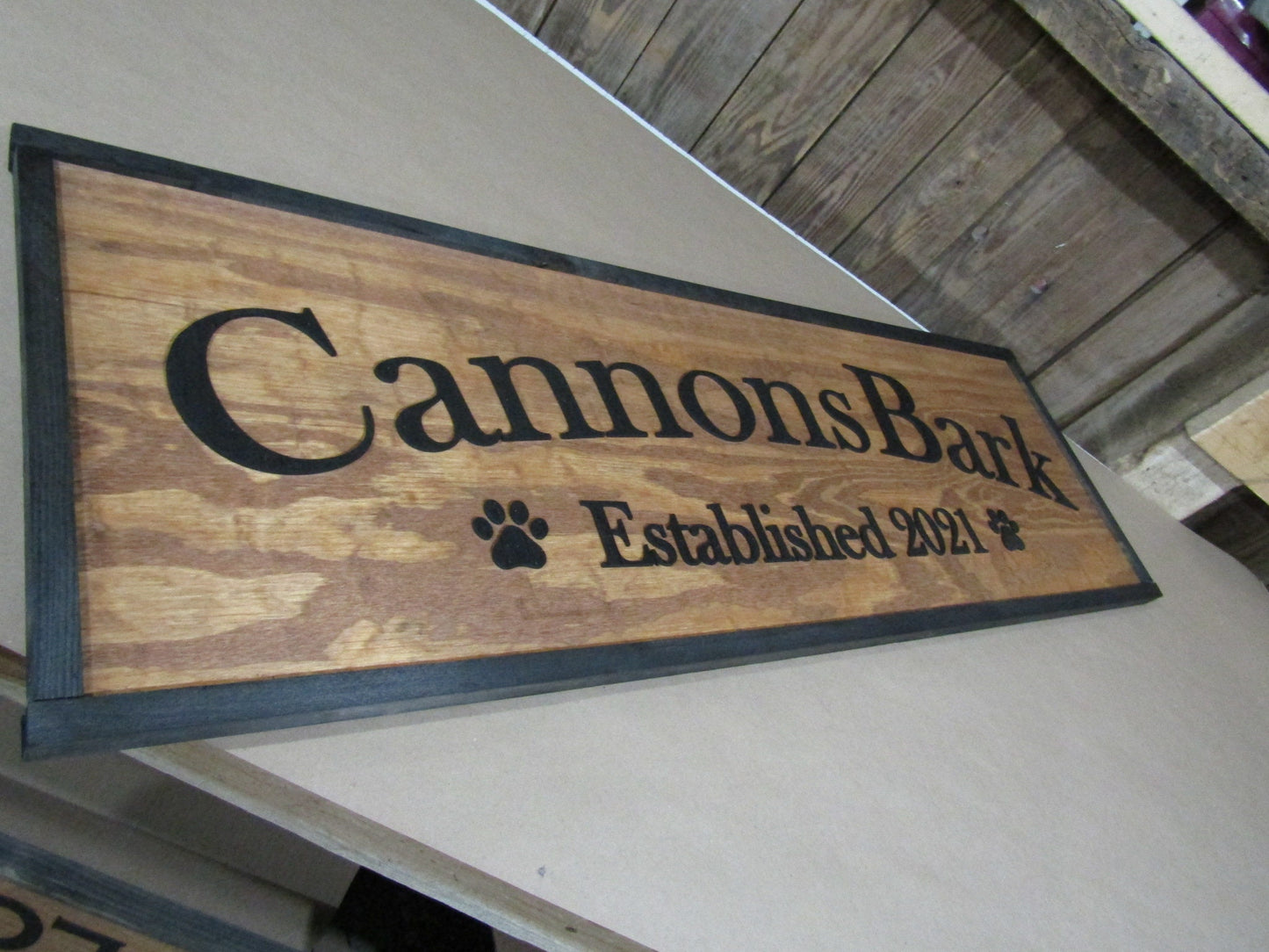 Large Custom Ranch Sign Paw Print Over-sized Rustic Business Logo Company Name Established Wood Laser Cut Out 3D Extra Large Handmade