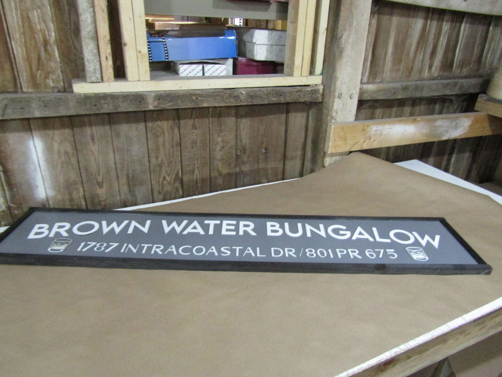 Large Custom Commerical Signage Business Name Address Sign Whiskey Bungalow Wood 3D Raised Text Sign Handmade Decor Store Front Costal Glass