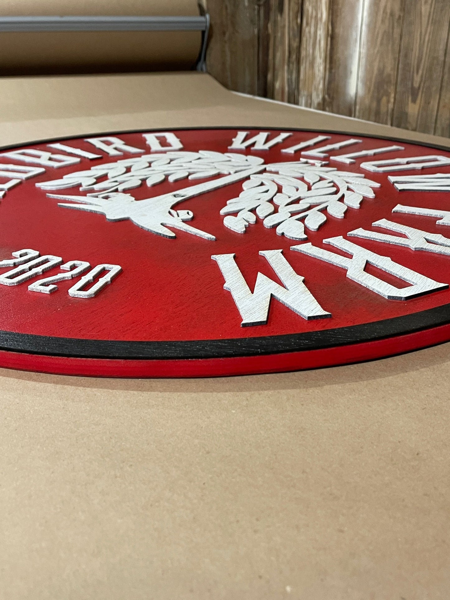 lot of 2 Extra Large Round Custom Signs Redbird Willow Tree Farm 3D Commerical Signage Signs Matching Business Logo Free Ship Made To Order