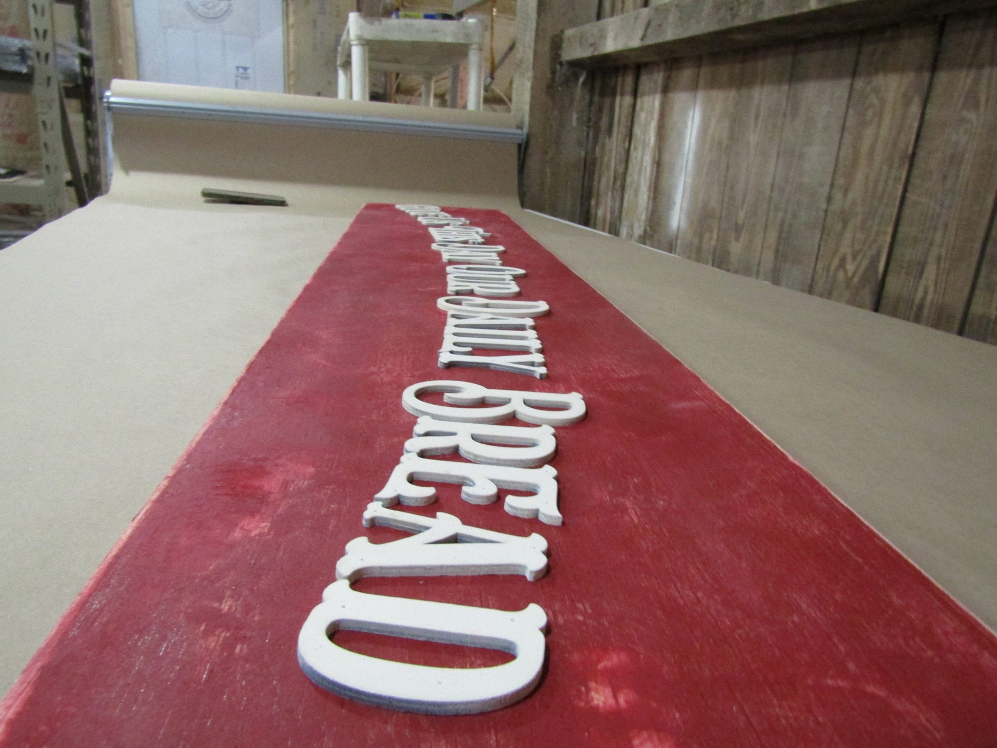 Large Custom Distressed Sign Give Us This Day Rustic Our Daily Bread Red Barn Country Wood 3D Extra Large Sign Footstepsinthepast Primitive