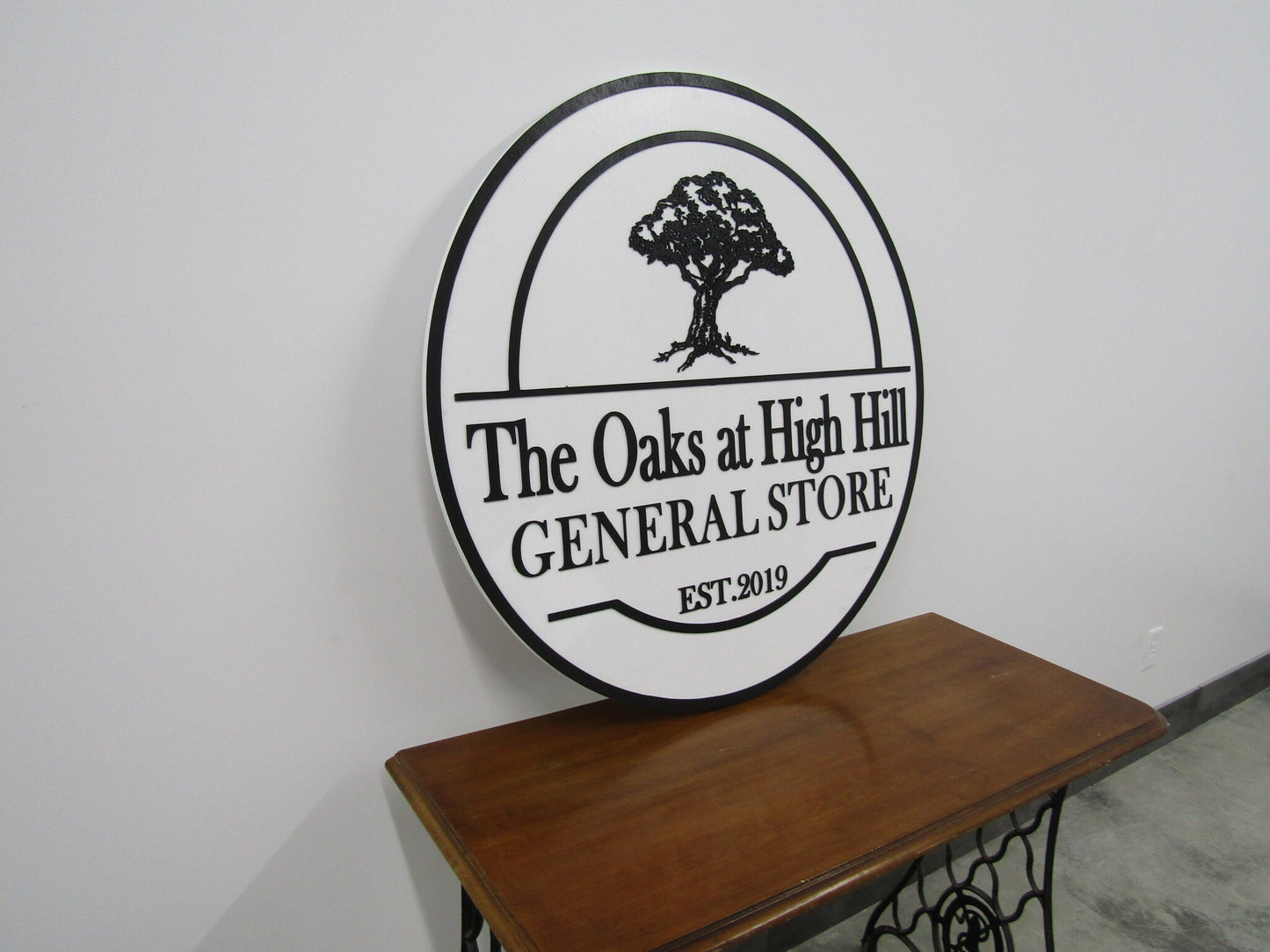 Custom Round Business Sign Commerical Signage Made To Order General Store Front Sign Small Business Sign Logo Oak Tree Circle Wooden Sign