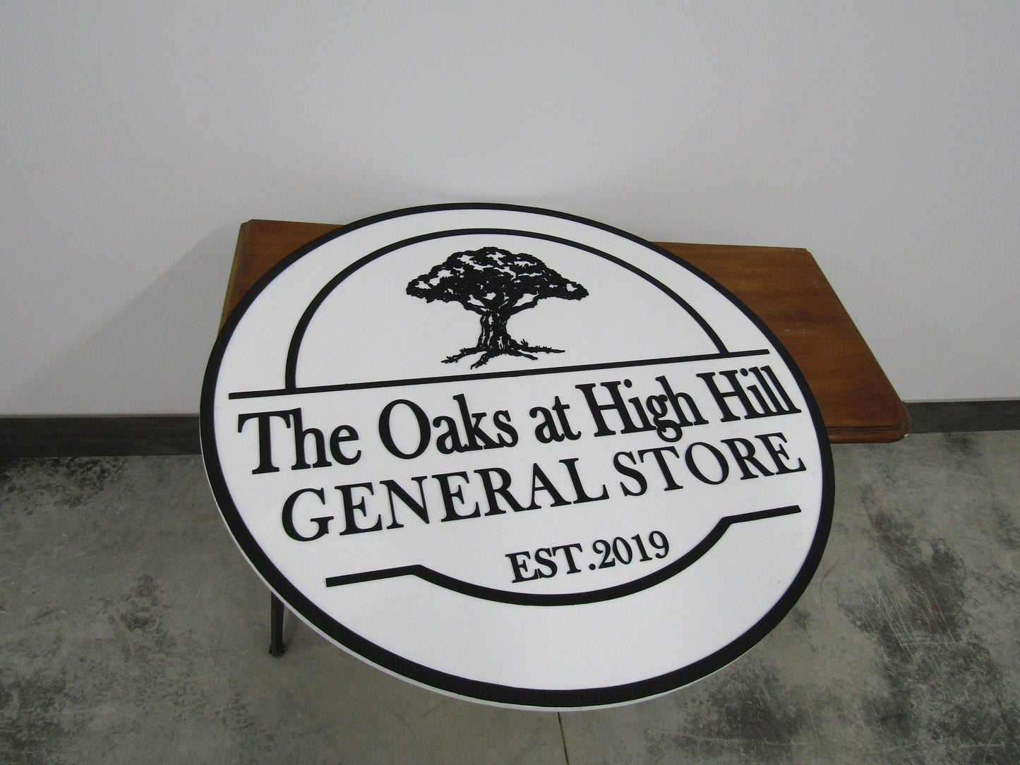 Custom Round Business Sign Commerical Signage Made To Order General Store Front Sign Small Business Sign Logo Oak Tree Circle Wooden Sign