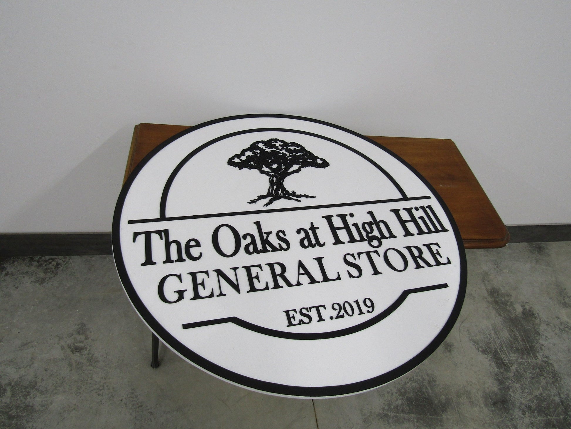 Custom Round Business Sign Commerical Signage Made To Order General Store Front Sign Small Business Sign Logo Oak Tree Circle Wooden Sign