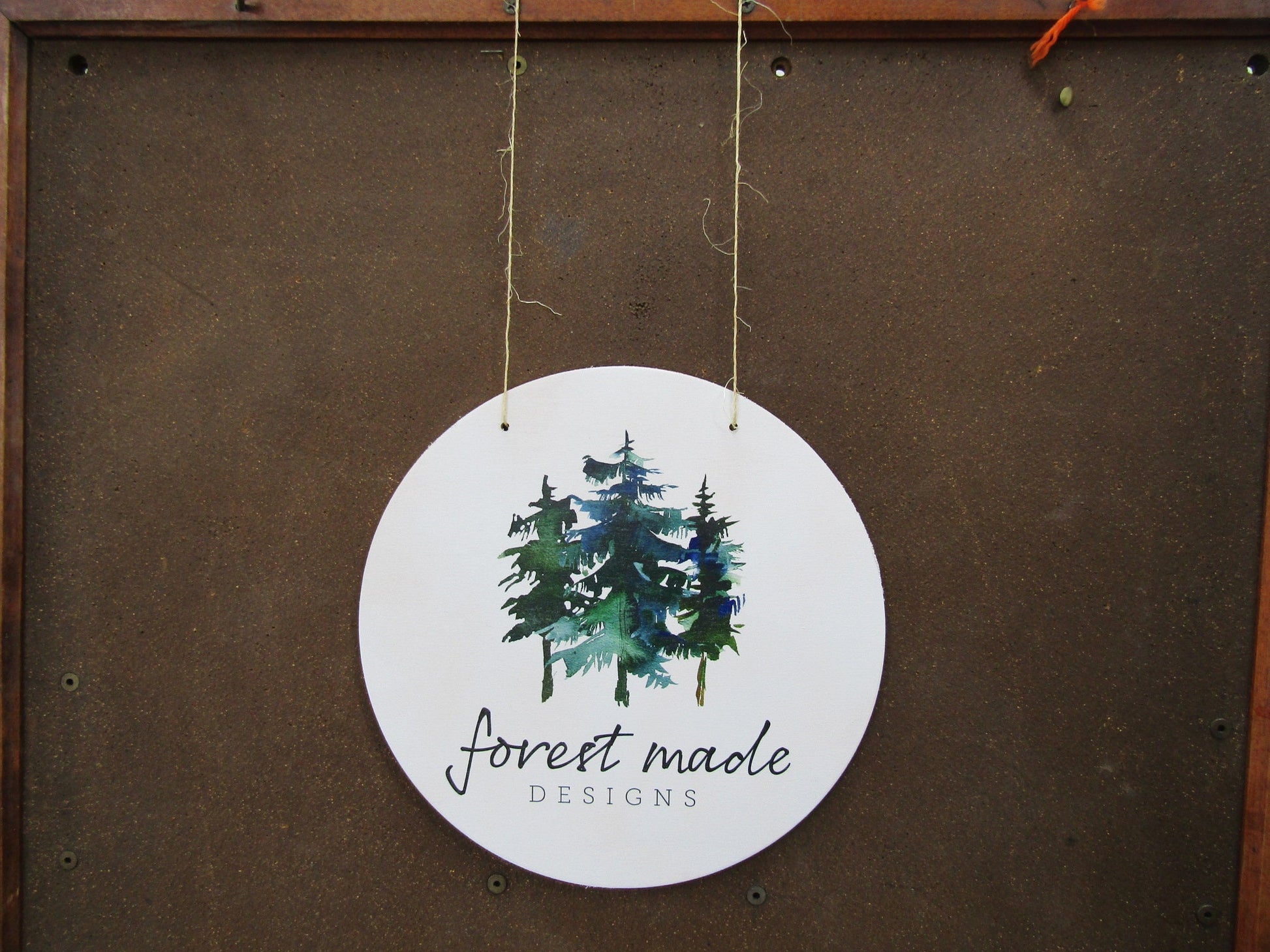 Your Actual Logo Round Small Business Hanging Sign Business Custom Circle Personalized Home Decor Plaque Wall Art Color Wood Print Forest