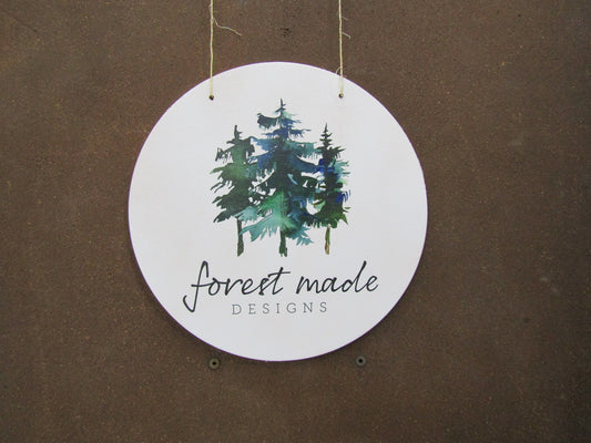 Your Actual Logo Round Small Business Hanging Sign Business Custom Circle Personalized Home Decor Plaque Wall Art Color Wood Print Forest