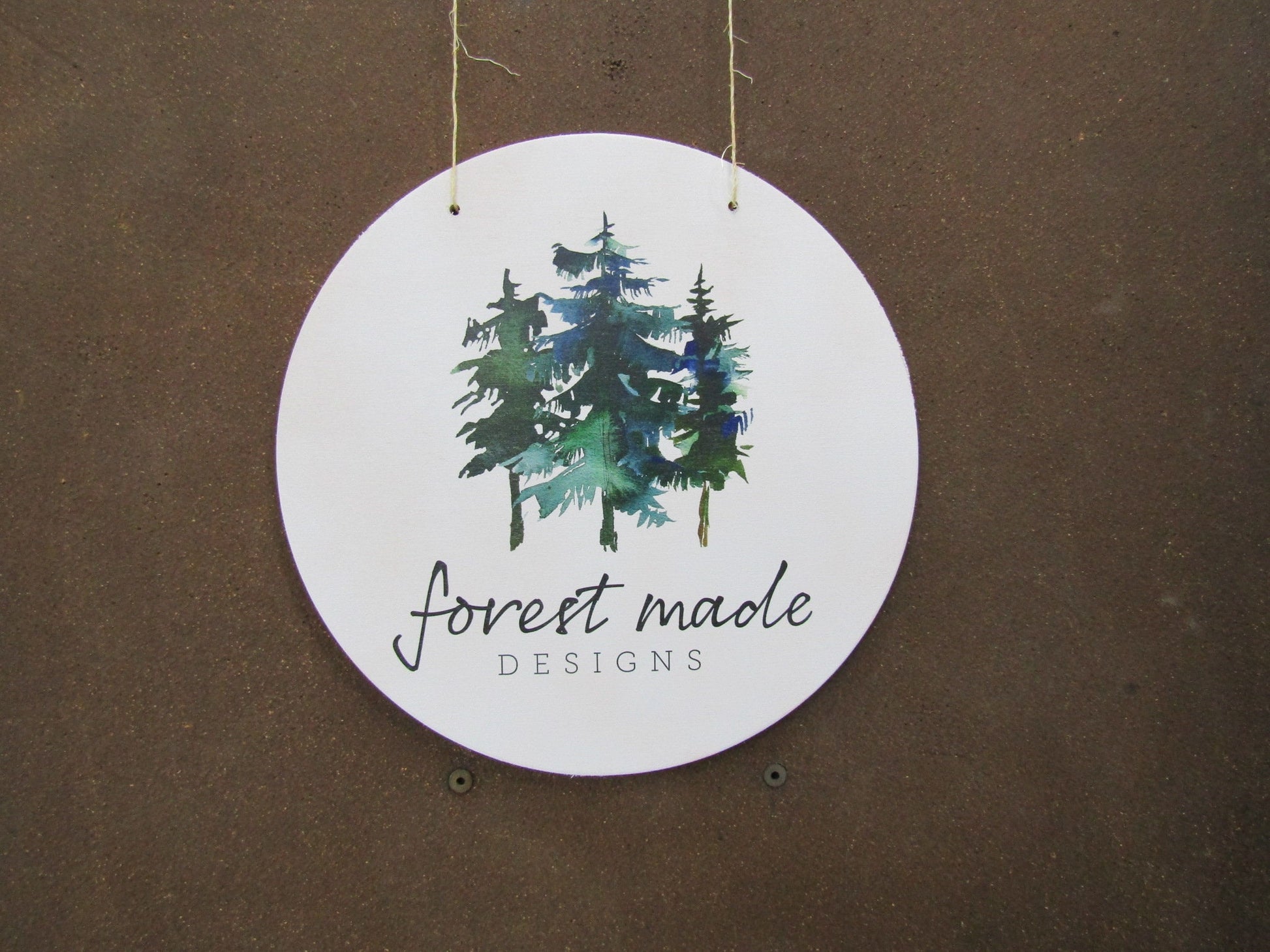 Your Actual Logo Round Small Business Hanging Sign Business Custom Circle Personalized Home Decor Plaque Wall Art Color Wood Print Forest
