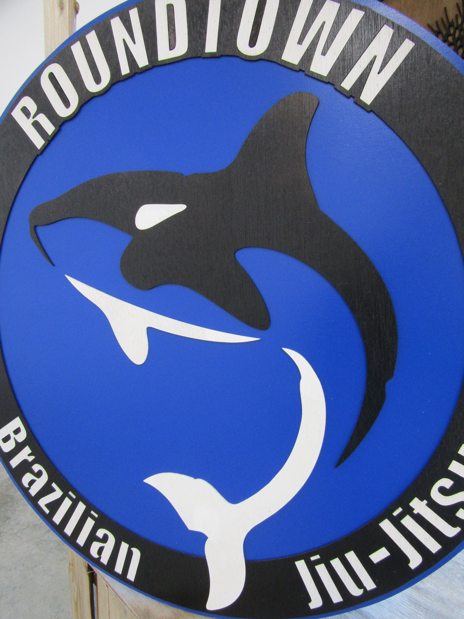Custom Round Wood Sign Jiu-Jitsu Martial Arts Signage Business Logo Orca Karate Wrestling Handmade 3D Personalized Wooden Judo Sign Large