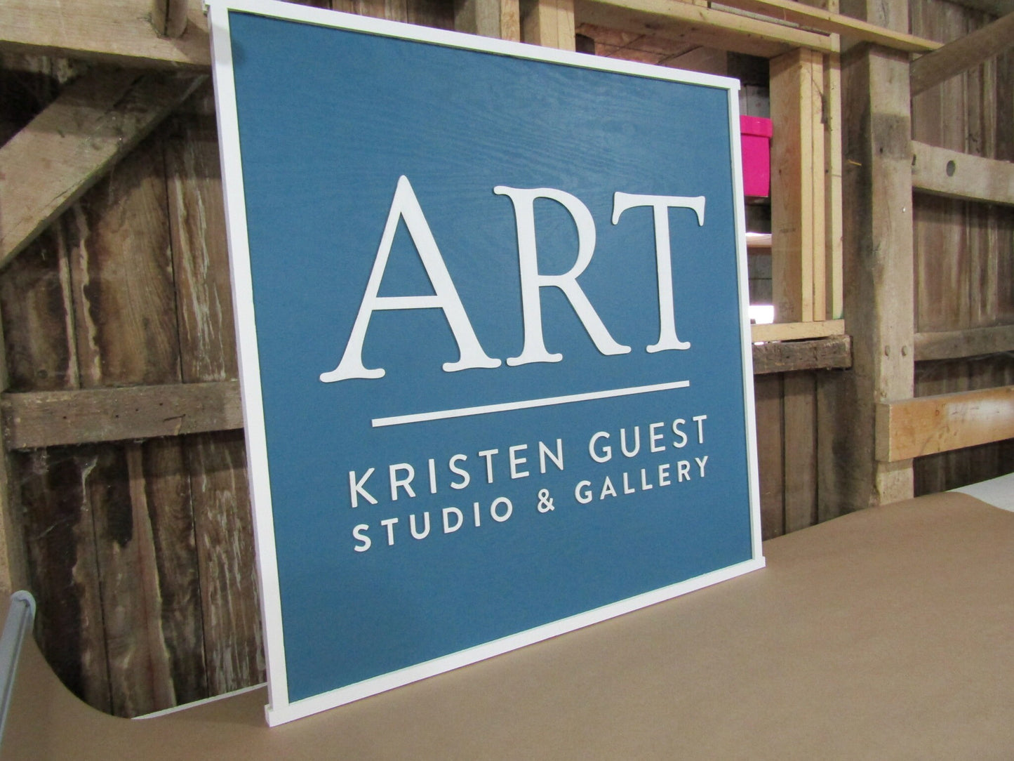 Large Custom Studio Wooden Sign Personalized Signage Blue Raised 3D Custom Business Logo Your Image Design Entrance Doorway Made to Order