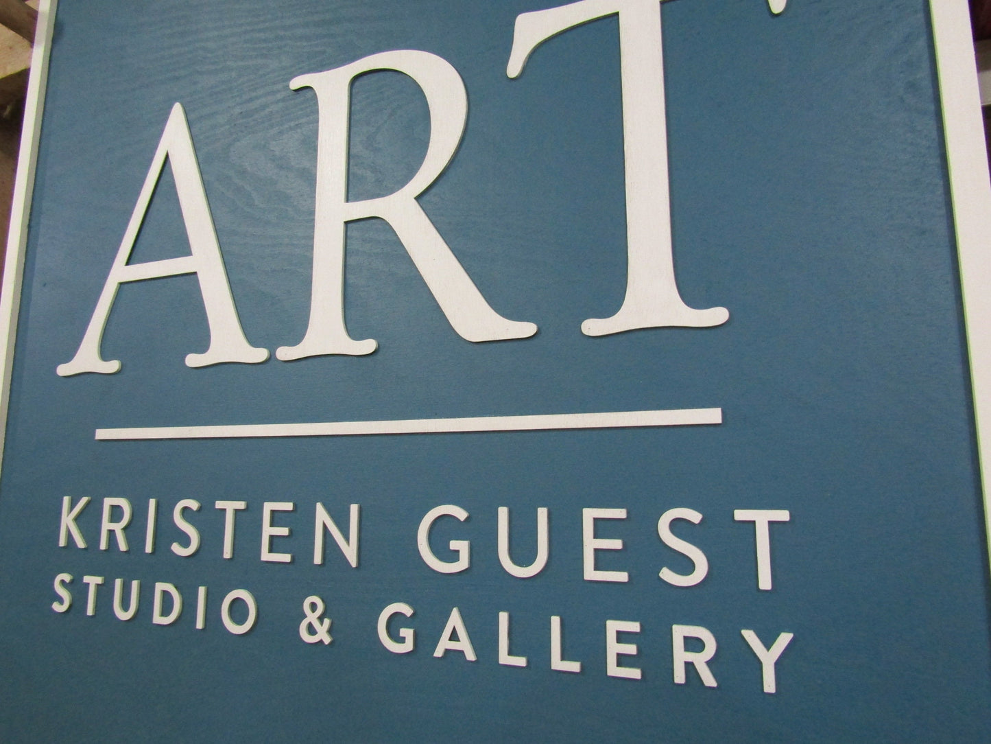 Large Custom Studio Wooden Sign Personalized Signage Blue Raised 3D Custom Business Logo Your Image Design Entrance Doorway Made to Order