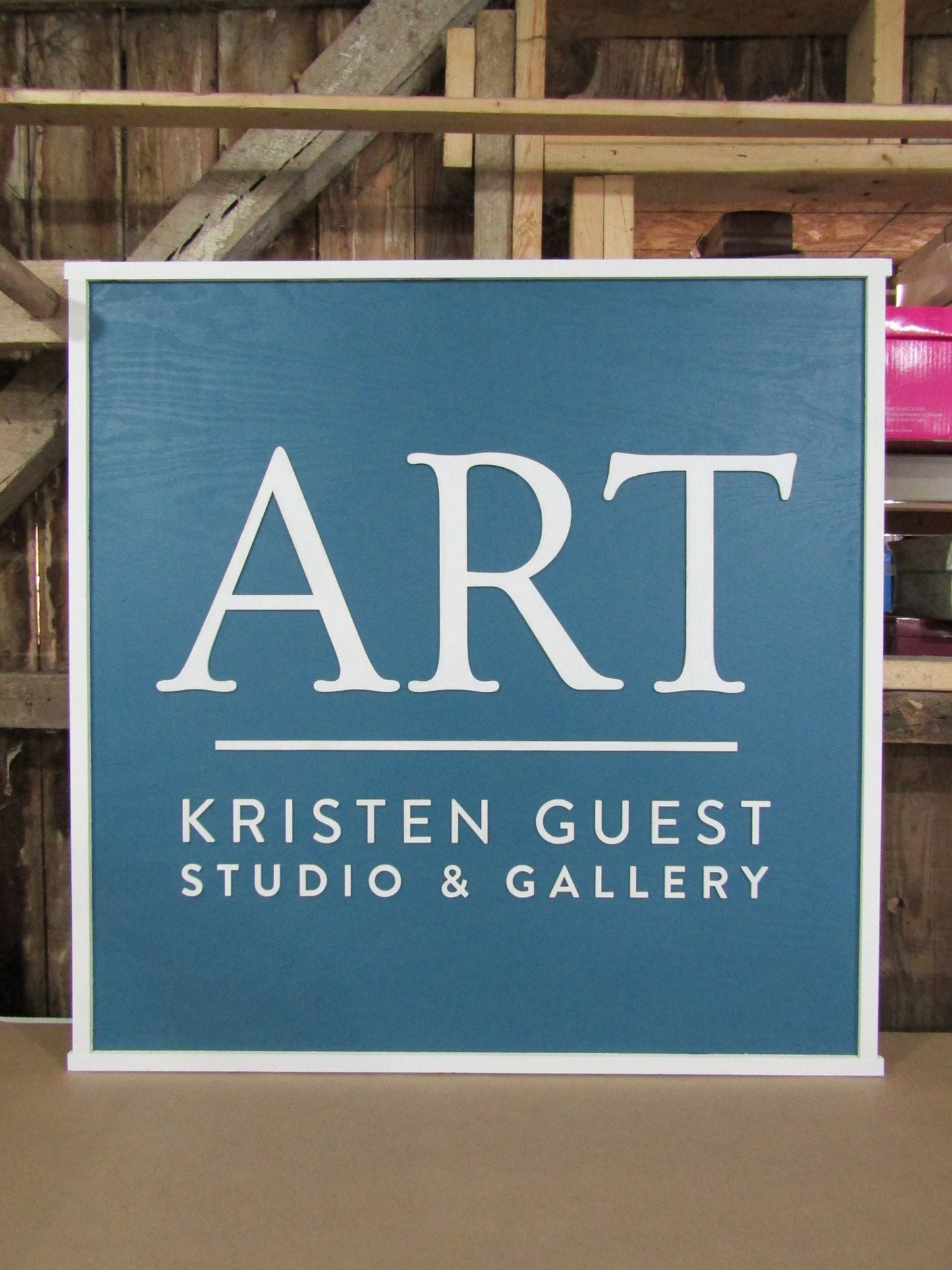 Large Custom Studio Wooden Sign Personalized Signage Blue Raised 3D Custom Business Logo Your Image Design Entrance Doorway Made to Order