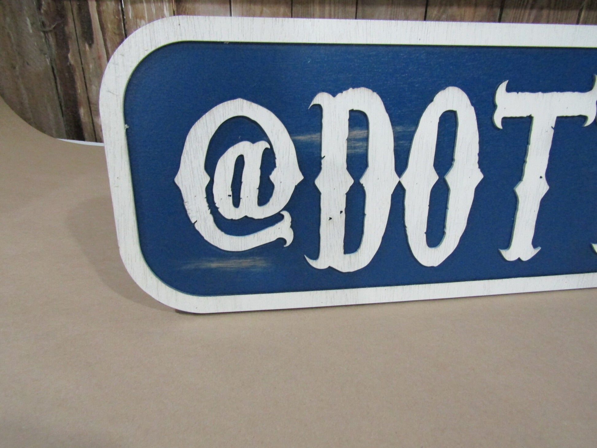 Large Custom Distressed Sign Social Influencer Over-sized Rustic Business Logo Bar Barn Country Wood 3D Username Personalized Signage Blue