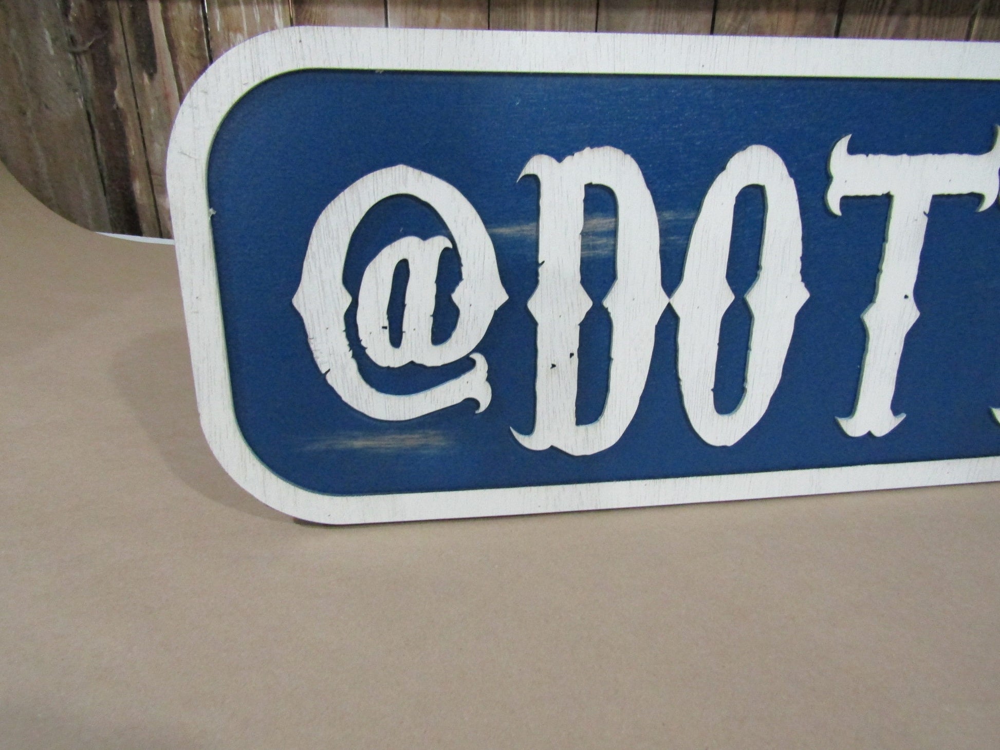 Large Custom Distressed Sign Social Influencer Over-sized Rustic Business Logo Bar Barn Country Wood 3D Username Personalized Signage Blue