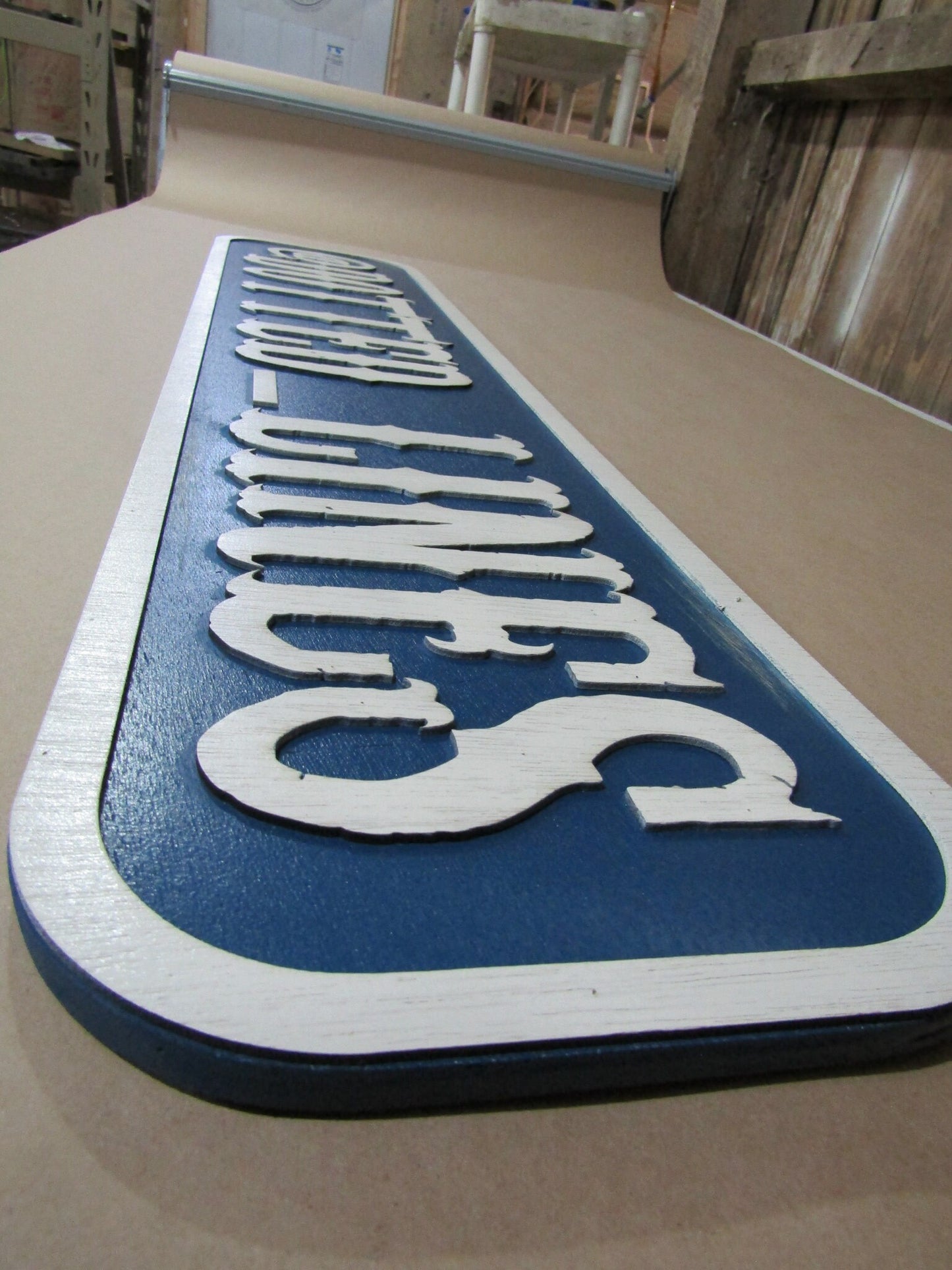 Large Custom Distressed Sign Social Influencer Over-sized Rustic Business Logo Bar Barn Country Wood 3D Username Personalized Signage Blue