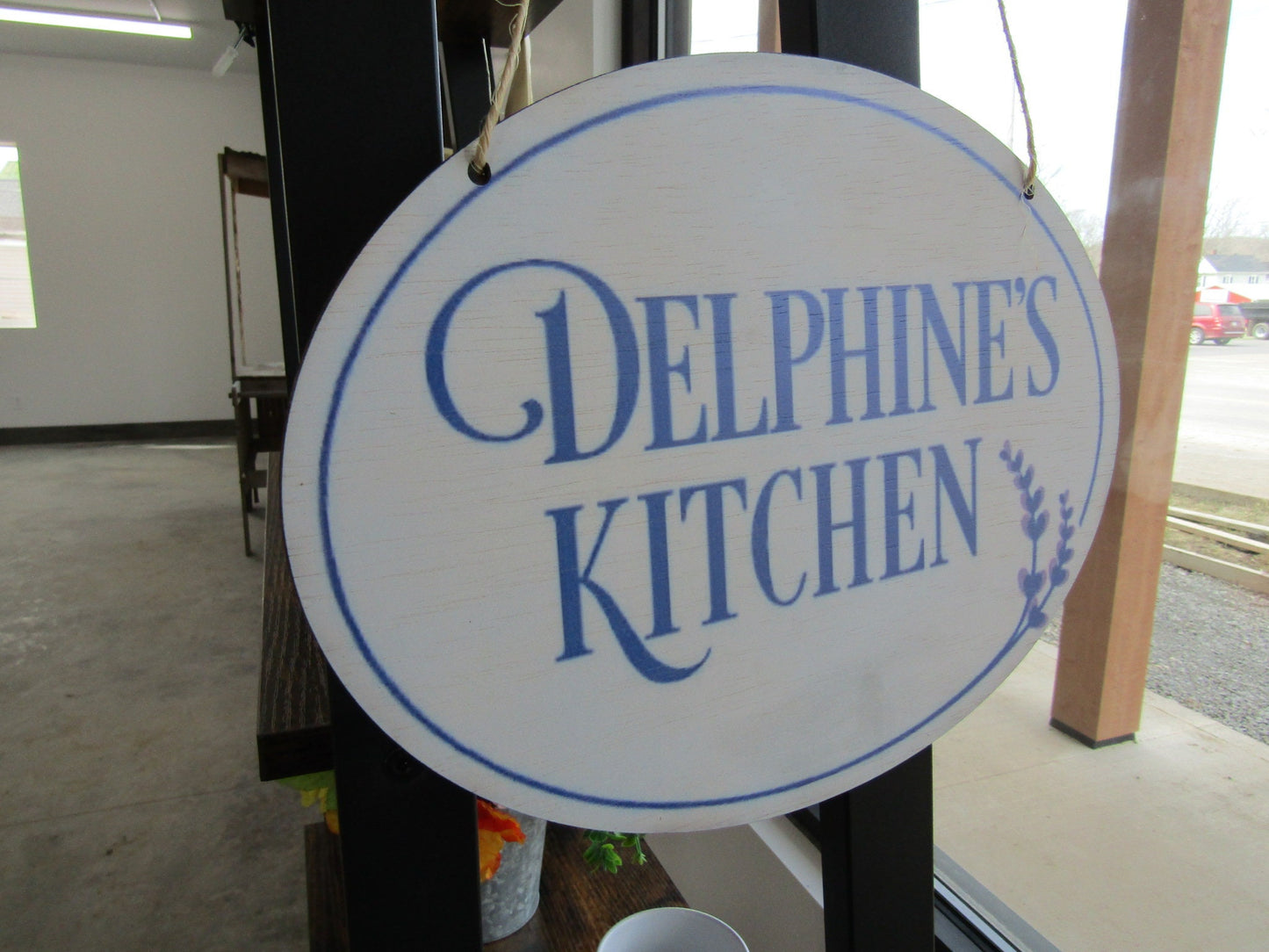 Oval Small Business Sign Logo Your Actual Logo Round Hanging Sign Kitchen Restaurant Design Custom Personalized Wall Art Color Wood Print