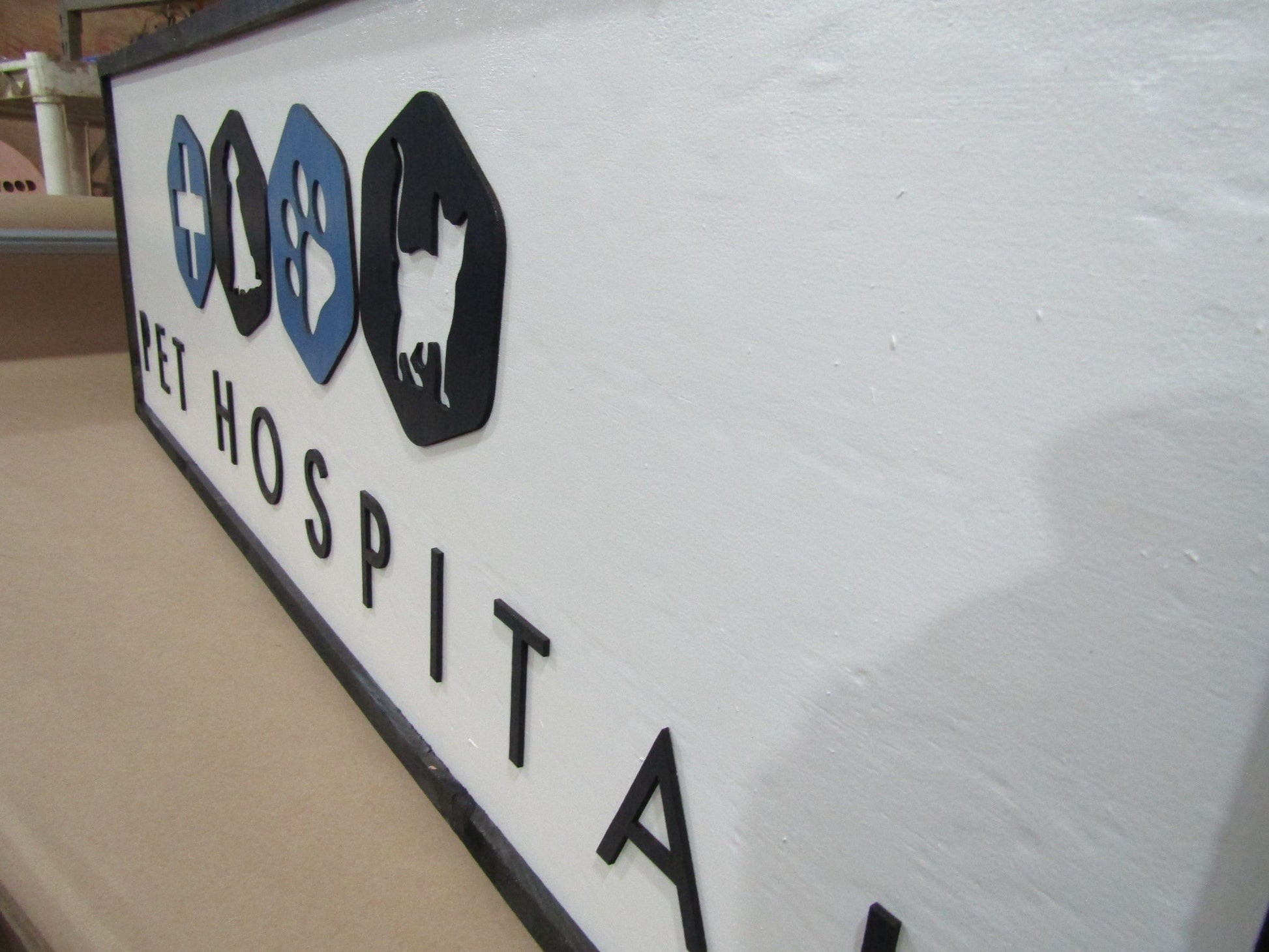 Veterinary Pet Hospital Vet Sign Store Front Entrance Cat Dog Animal Care Clinic Wooden Custom Personalized Made to Order 3D Sign Logo Large