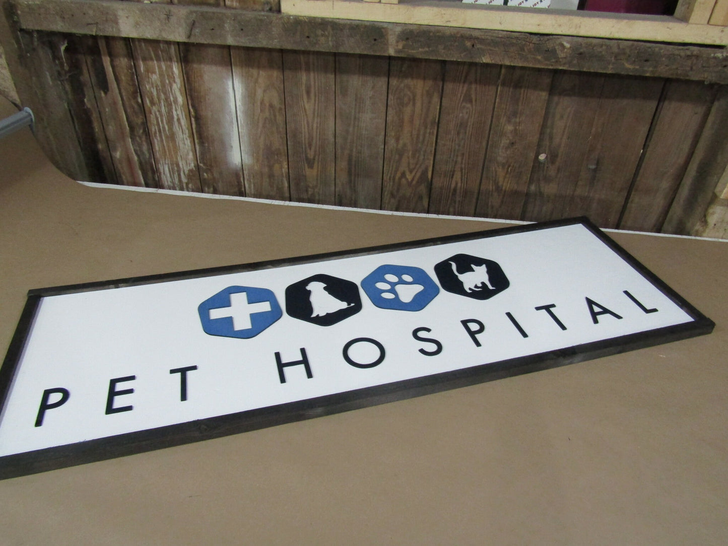 Veterinary Pet Hospital Vet Sign Store Front Entrance Cat Dog Animal Care Clinic Wooden Custom Personalized Made to Order 3D Sign Logo Large