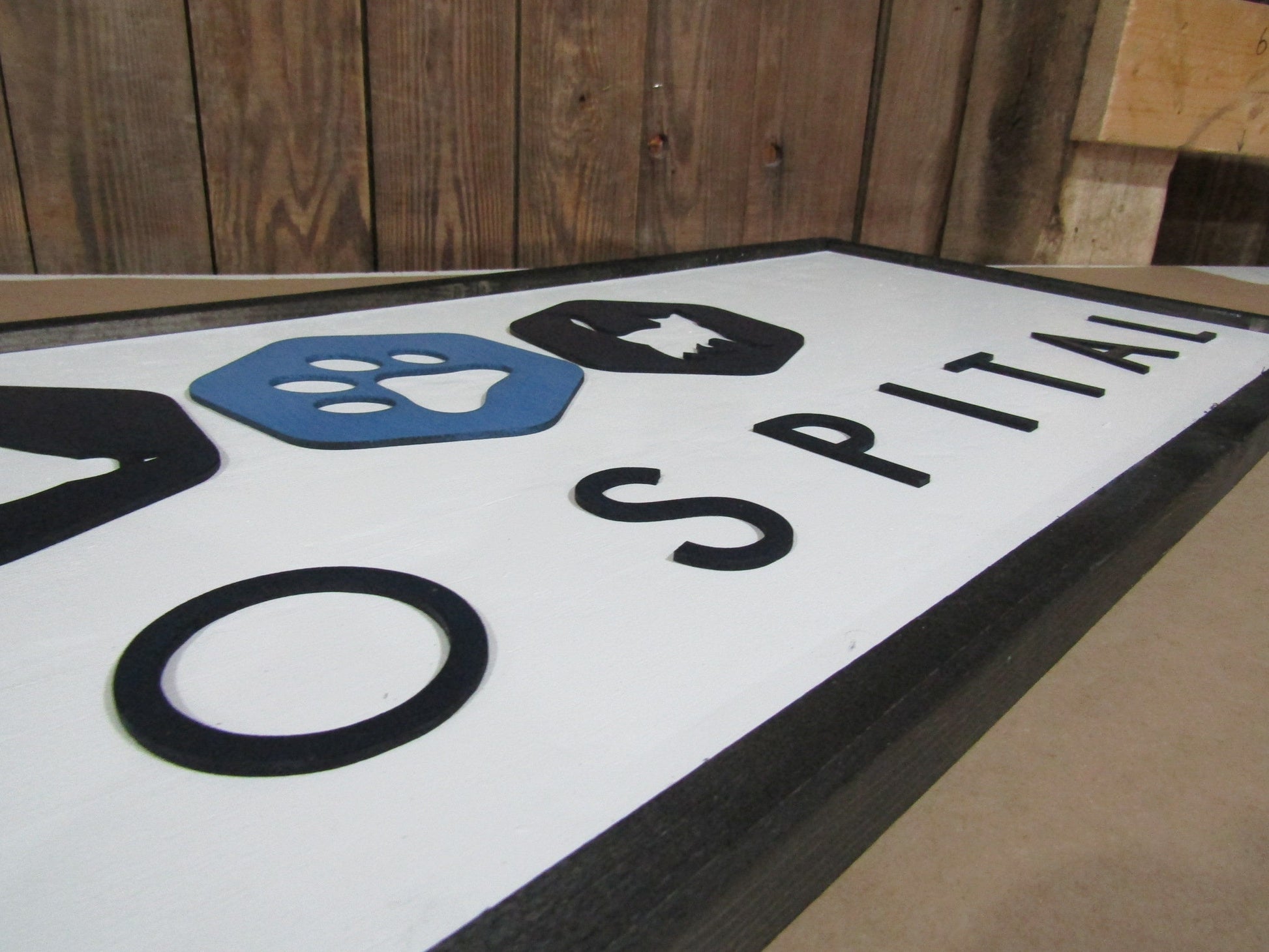 Veterinary Pet Hospital Vet Sign Store Front Entrance Cat Dog Animal Care Clinic Wooden Custom Personalized Made to Order 3D Sign Logo Large