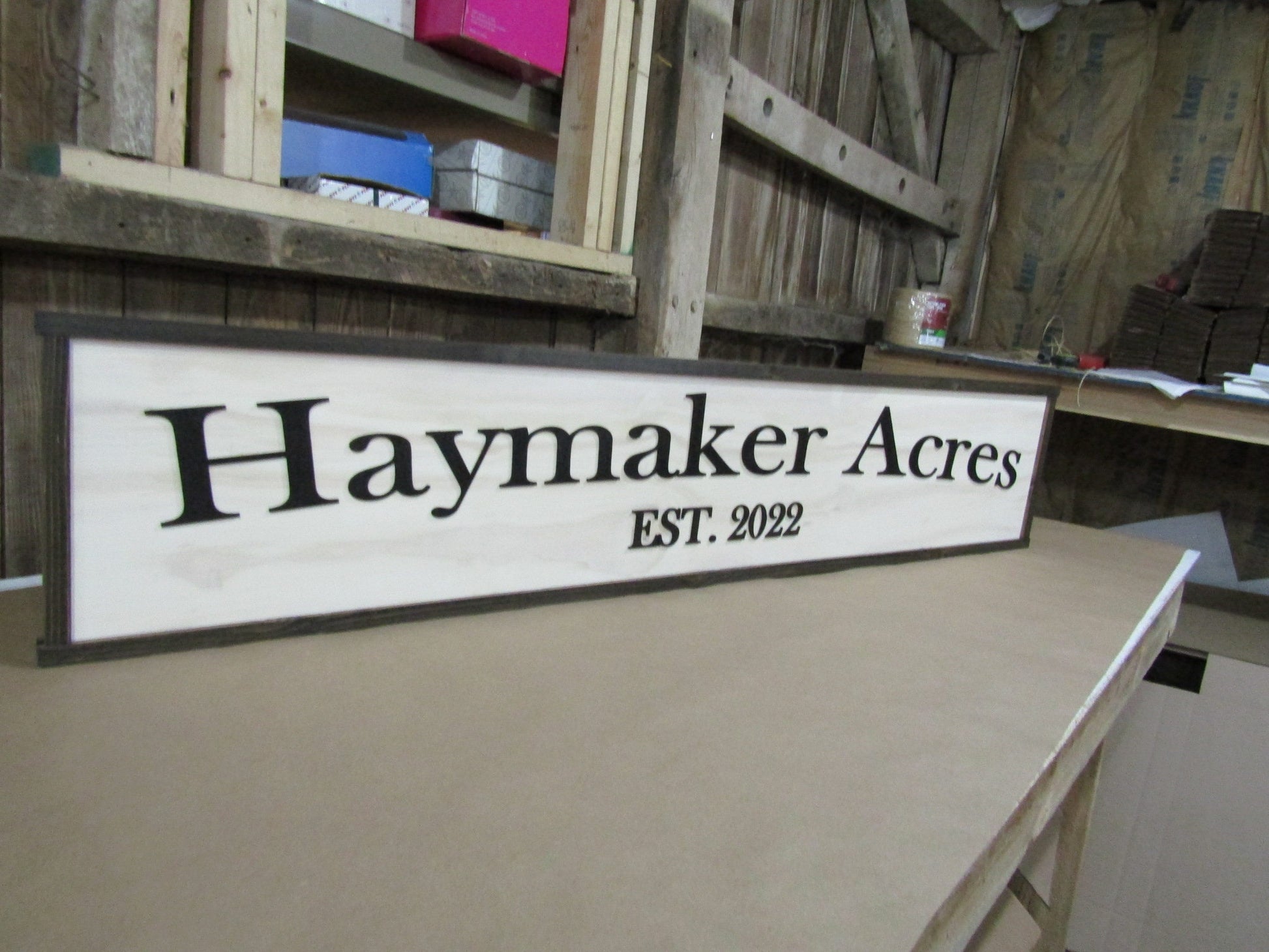 Large Custom Wooden Sign Personalized Farm Acres Haymaker Homestead Indoor Outdoor Made to Order 3D Handmade Country Rustic Driveway Framed