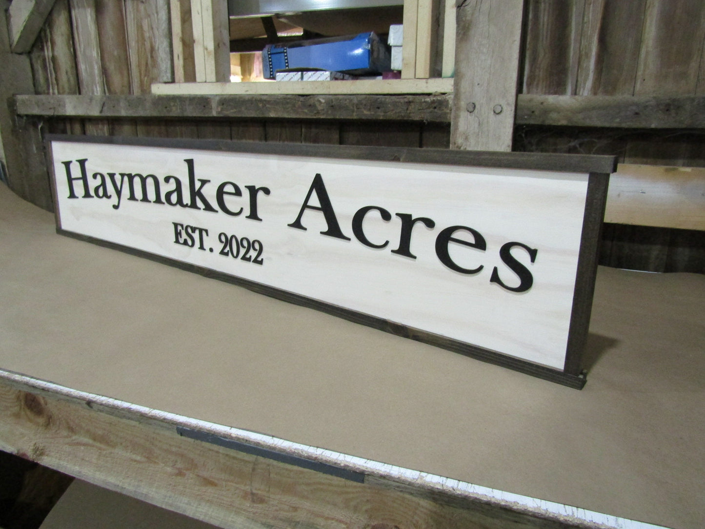 Large Custom Wooden Sign Personalized Farm Acres Haymaker Homestead Indoor Outdoor Made to Order 3D Handmade Country Rustic Driveway Framed
