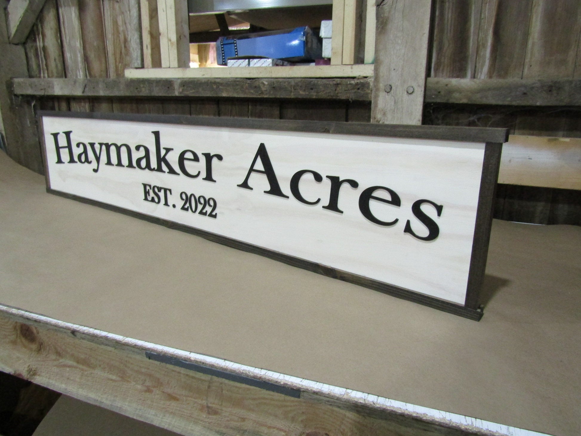 Large Custom Wooden Sign Personalized Farm Acres Haymaker Homestead Indoor Outdoor Made to Order 3D Handmade Country Rustic Driveway Framed