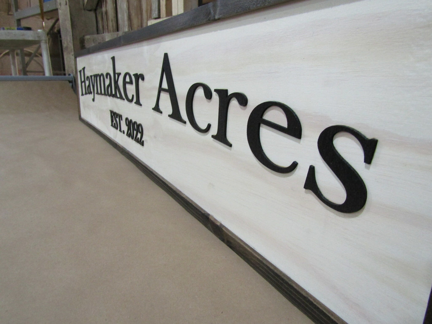 Large Custom Wooden Sign Personalized Farm Acres Haymaker Homestead Indoor Outdoor Made to Order 3D Handmade Country Rustic Driveway Framed
