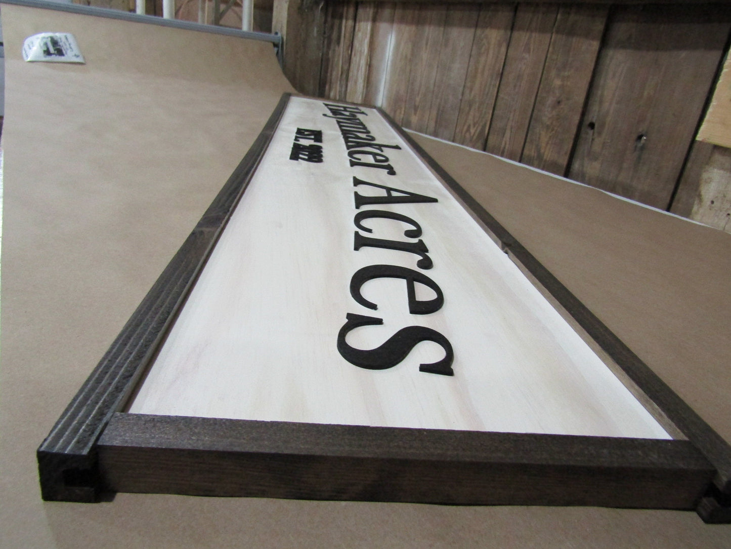Large Custom Wooden Sign Personalized Farm Acres Haymaker Homestead Indoor Outdoor Made to Order 3D Handmade Country Rustic Driveway Framed