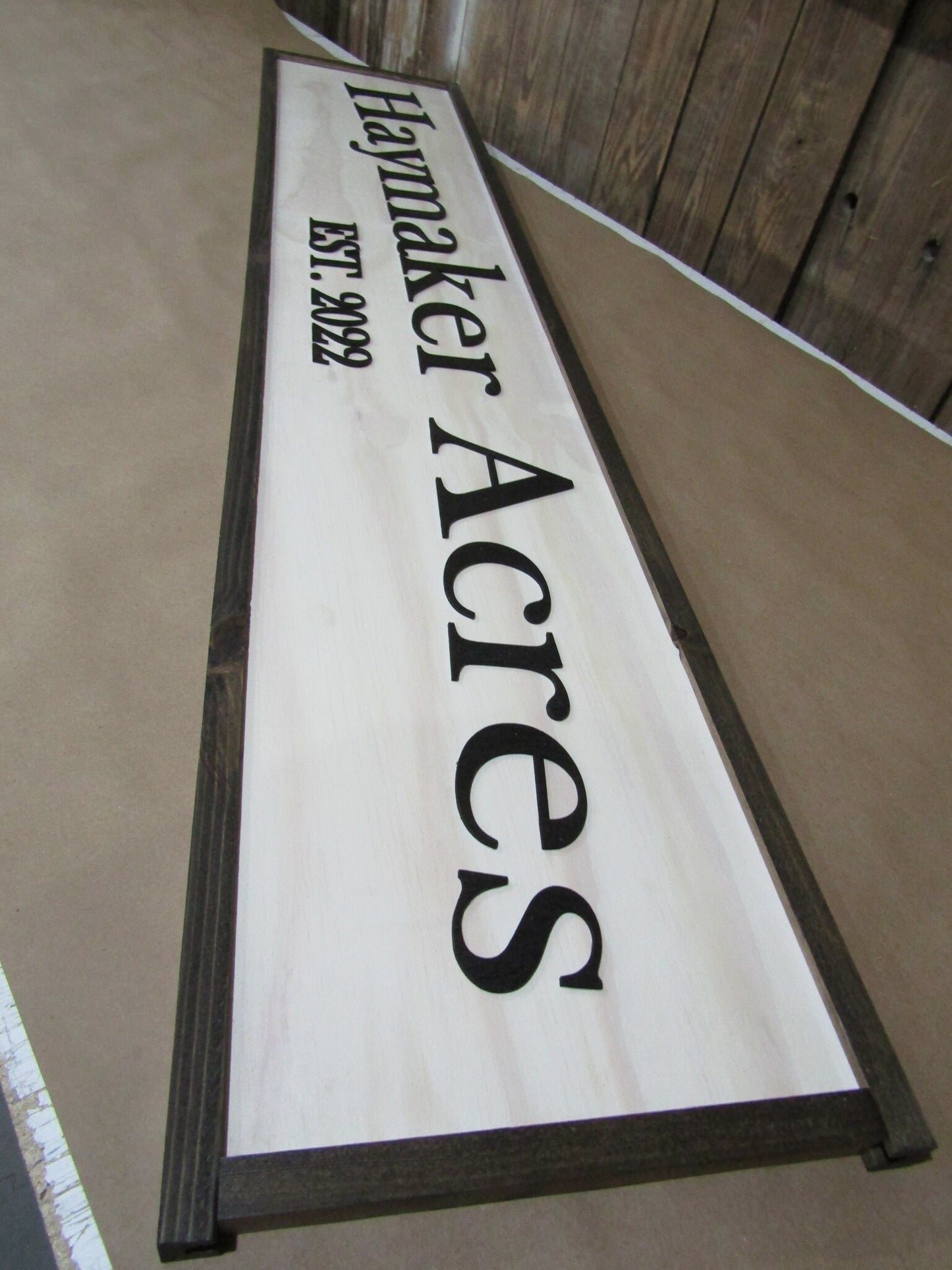 Large Custom Wooden Sign Personalized Farm Acres Haymaker Homestead Indoor Outdoor Made to Order 3D Handmade Country Rustic Driveway Framed