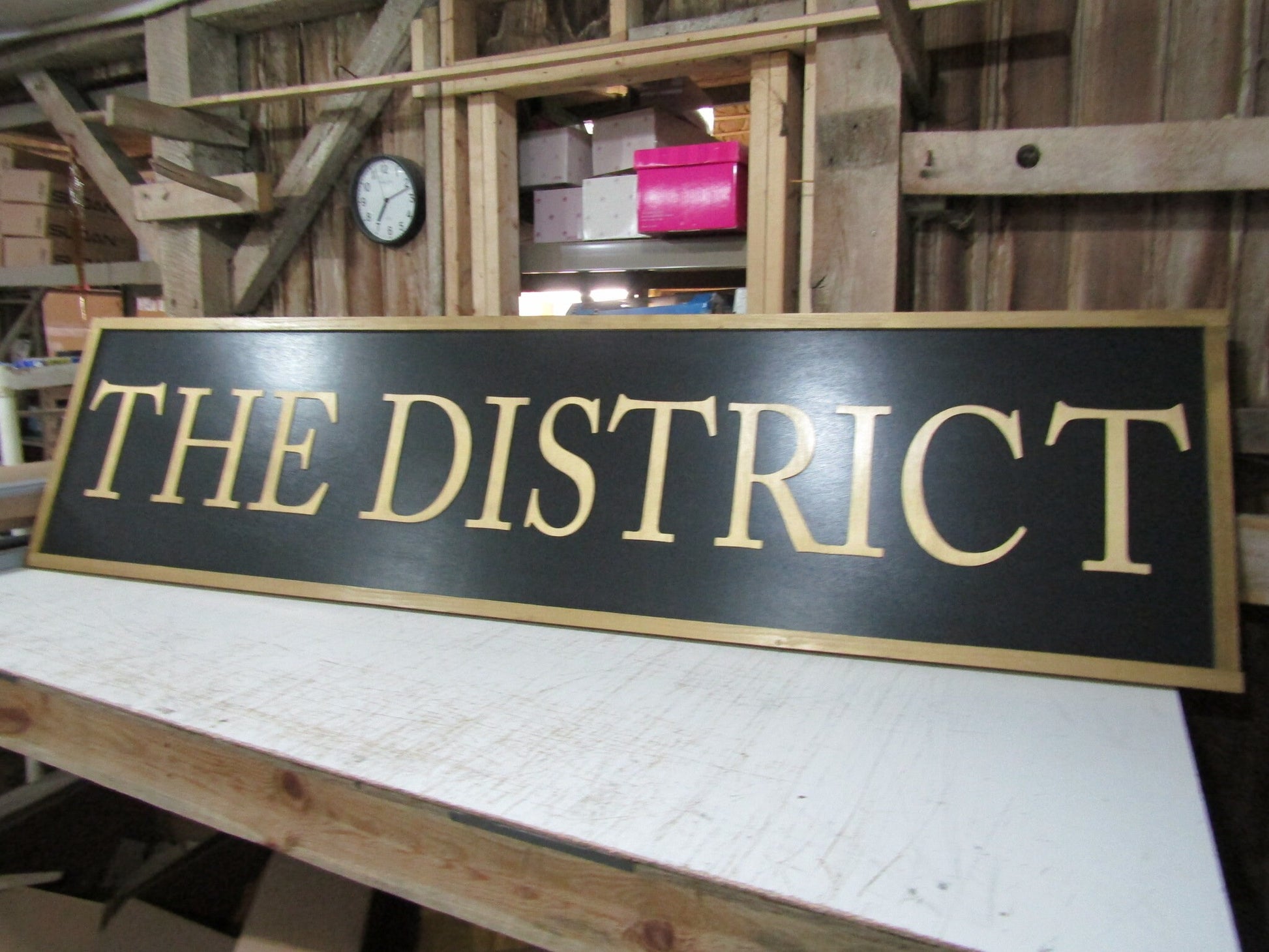 Large Custom Ranch Sign Over-sized Rustic Business Name Logo Wood Laser Cut Out 3D Extra Large Sign Footstepsinthepast Black and Gold