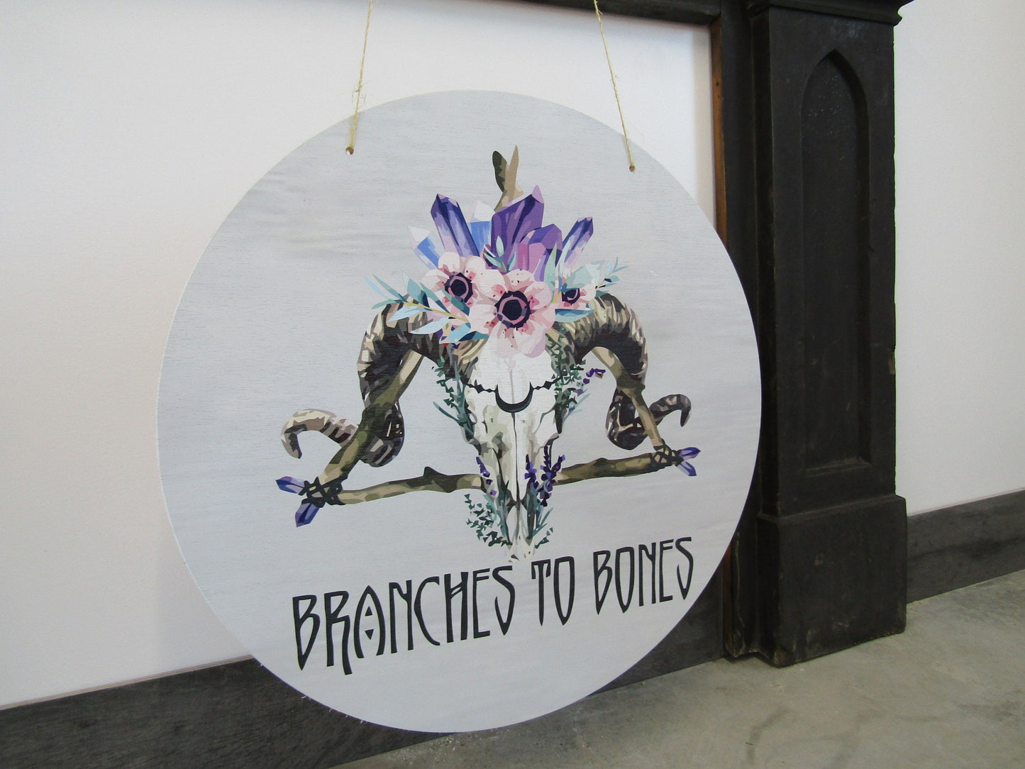 Your Actual Logo Round Small Business Hanging Sign Custom Circle Personalized Rustic Branches to Bones Home Decor Wall Art Color Wood Print