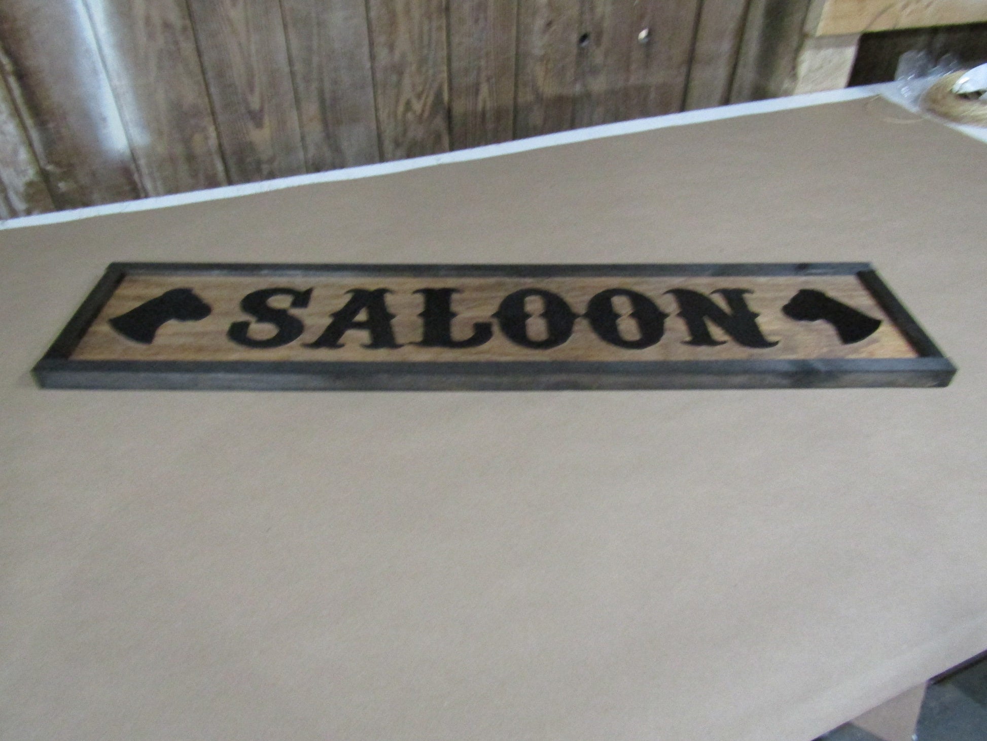 Large Custom Ranch Sign Saloon Western Dog Boxer Over-sized Rustic Business Logo Wood Laser Cut Out 3D Extra Large Sign Footstepsinthepast