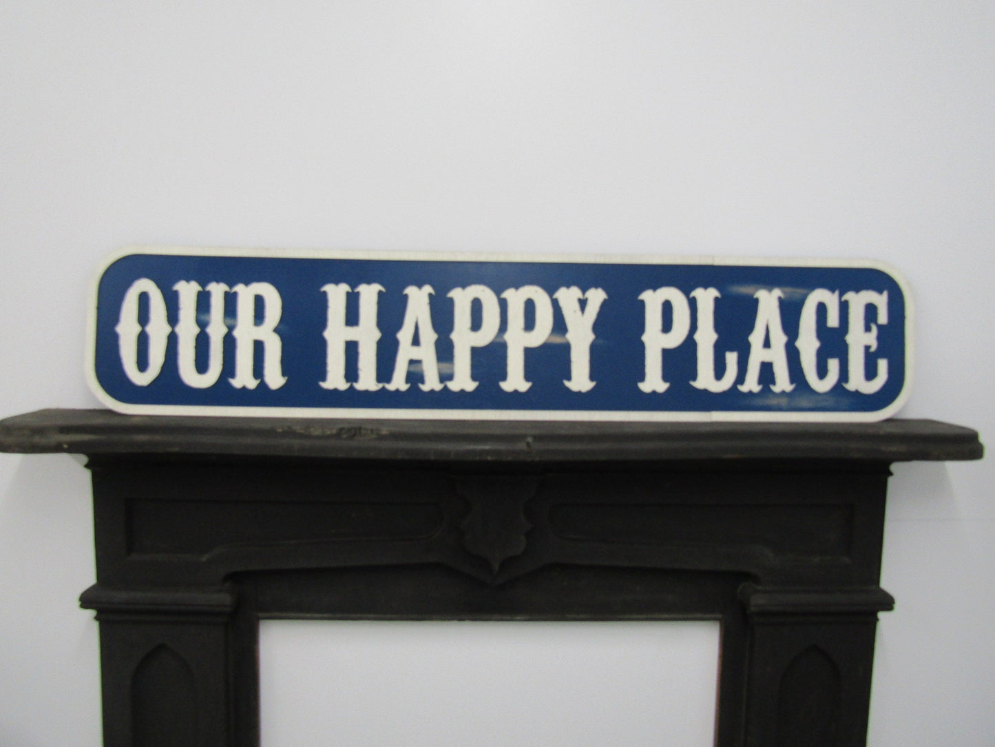 Large Custom Distressed Sign Our Happy Place Oversized Rustic Business Logo Bar Barn Country Wood 3D Extra Large Sign Footstepsinthepast