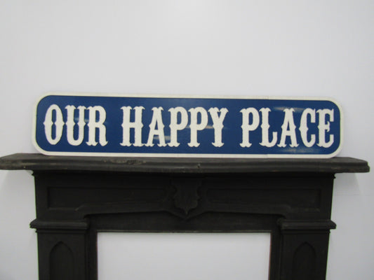 Large Custom Distressed Sign Our Happy Place Oversized Rustic Business Logo Bar Barn Country Wood 3D Extra Large Sign Footstepsinthepast