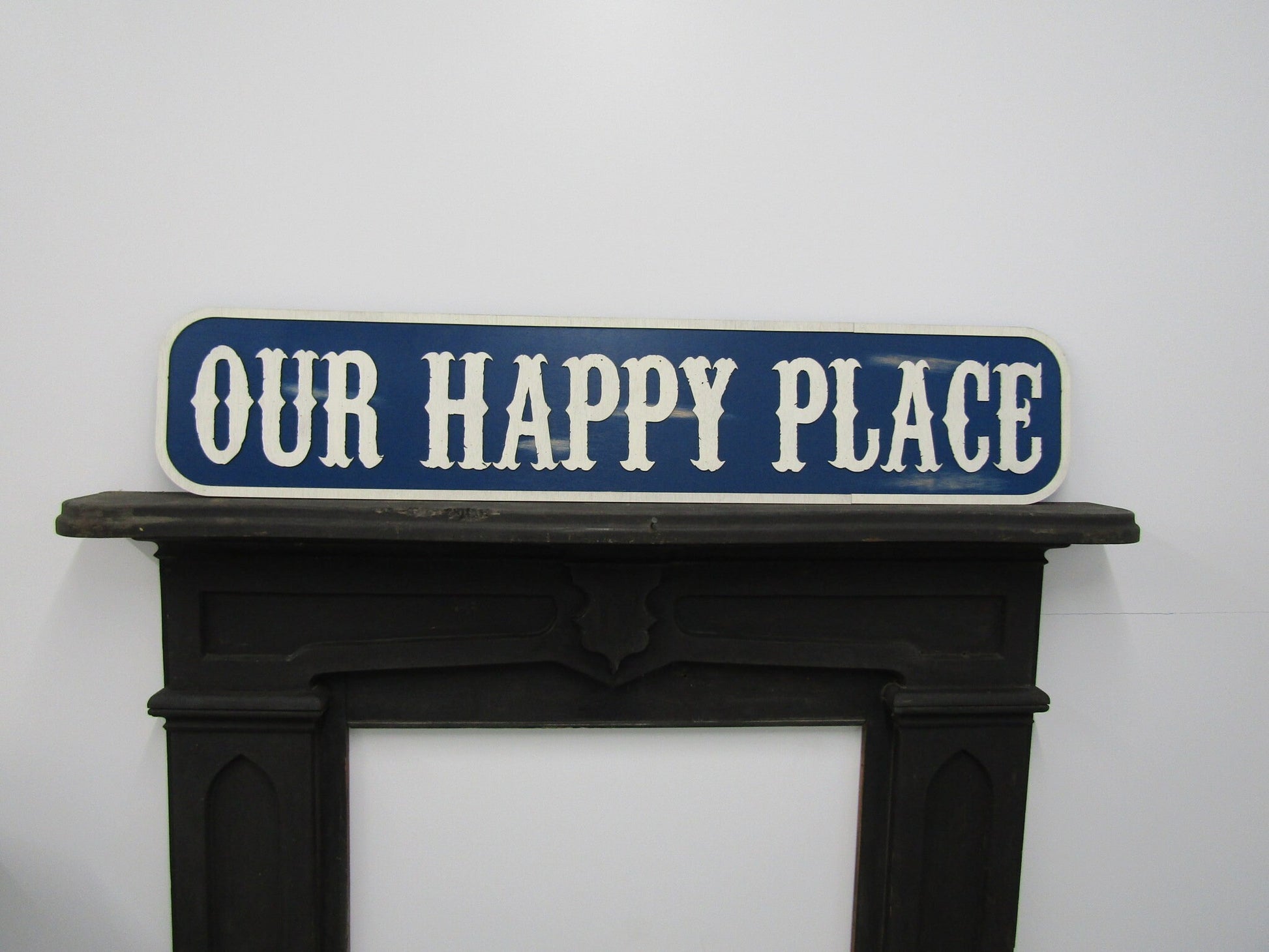 Large Custom Distressed Sign Our Happy Place Oversized Rustic Business Logo Bar Barn Country Wood 3D Extra Large Sign Footstepsinthepast