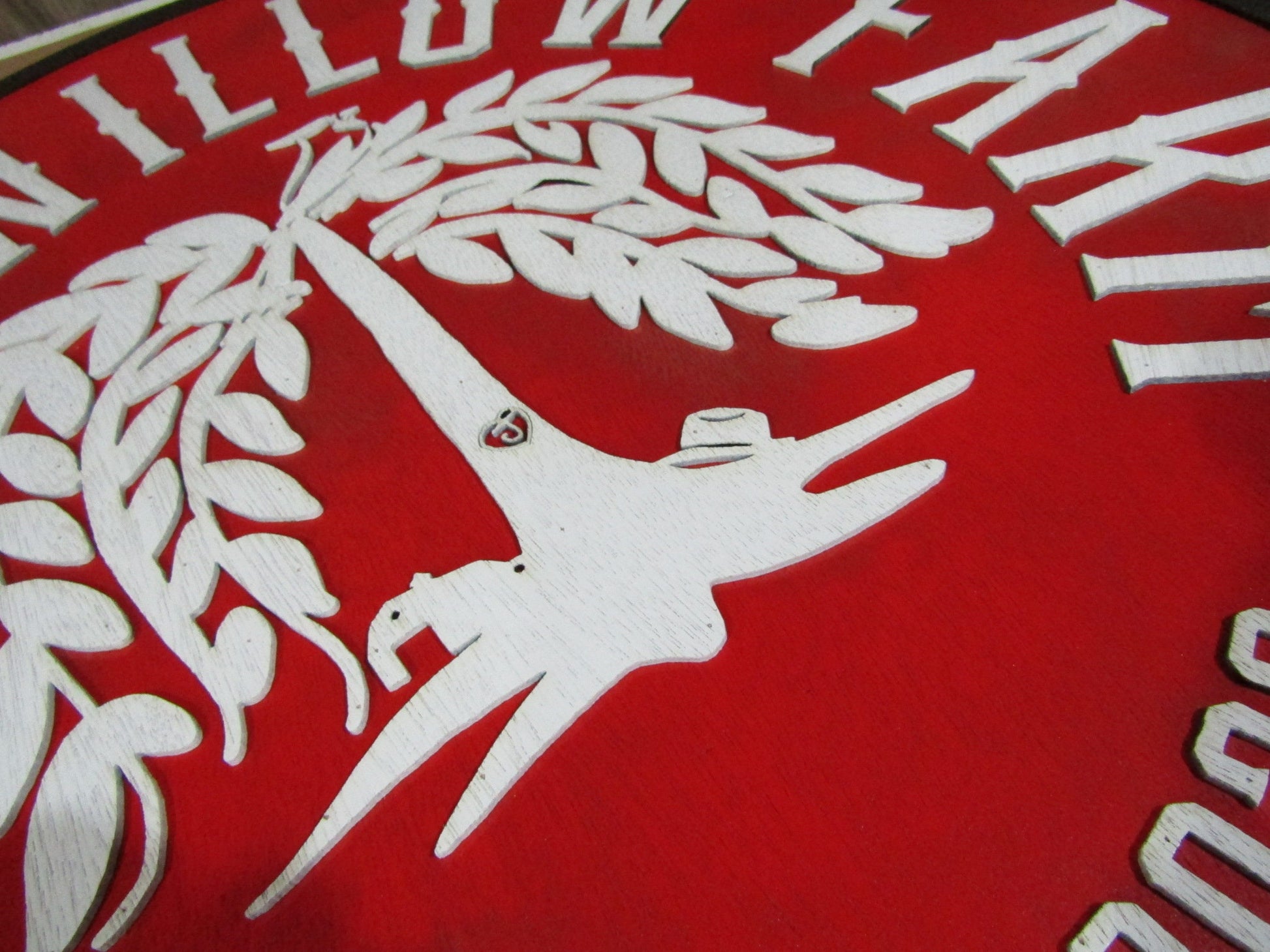 Large Round Custom Sign Commerical Signage Tree Farm Willow Tree Redbird Red Personalized Logo Emblem Made To Order 3D Raised Text Handmade