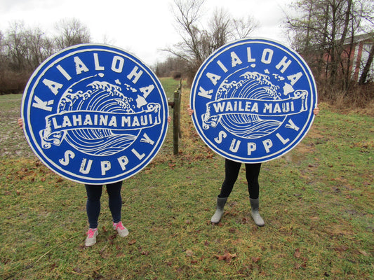 lot of 2 Extra Large Round Custom Signs Commerical Signage Signs Matching Business Logo Free Ship To Hawaii Made To Order Supply Store Ocean