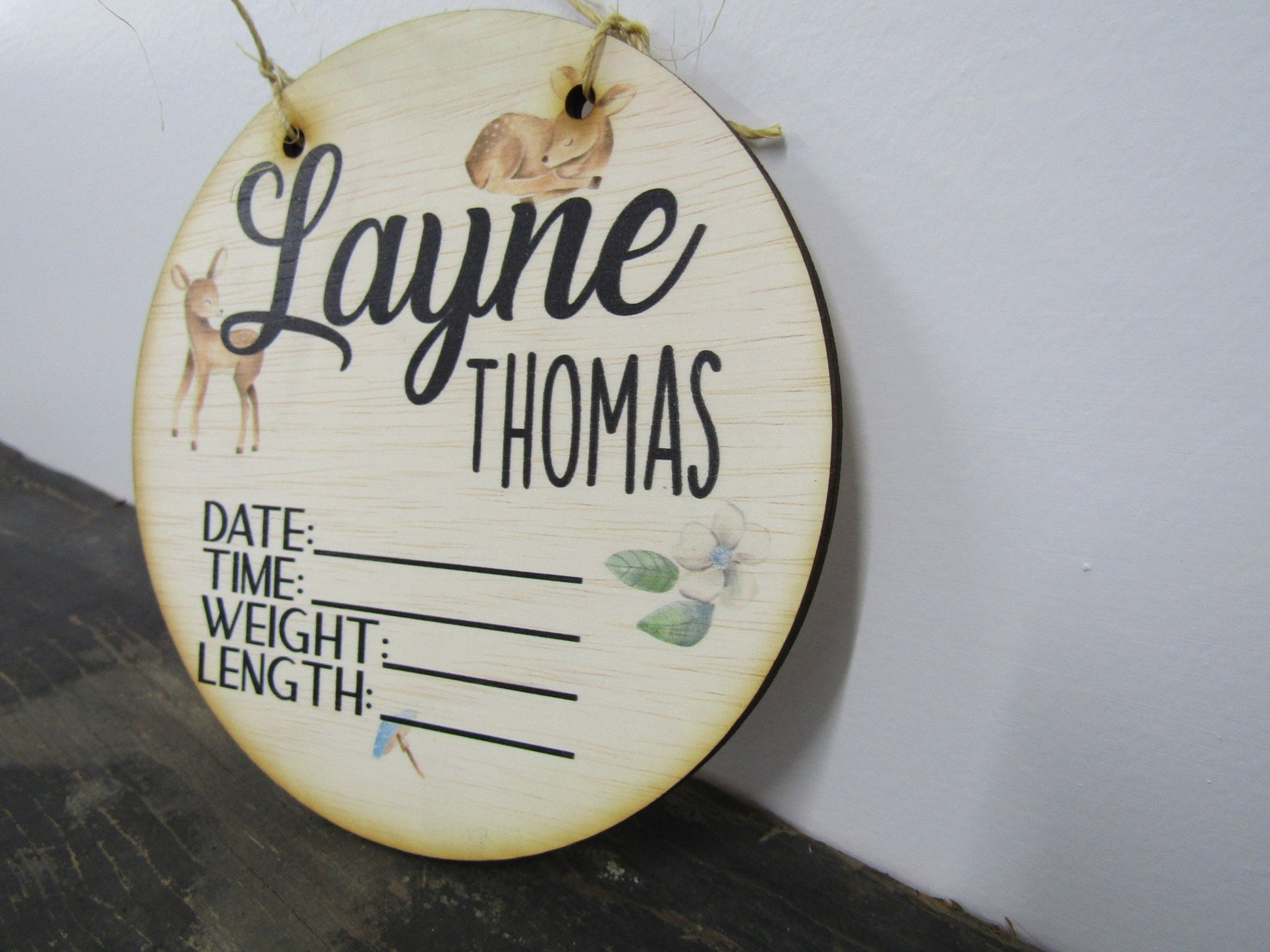 Custom Baby Crib Card Birth Nursery Announcement Hospital Stats Name Wood Print Plaque Wall Decor Photography Keepsake Personalized Newborn