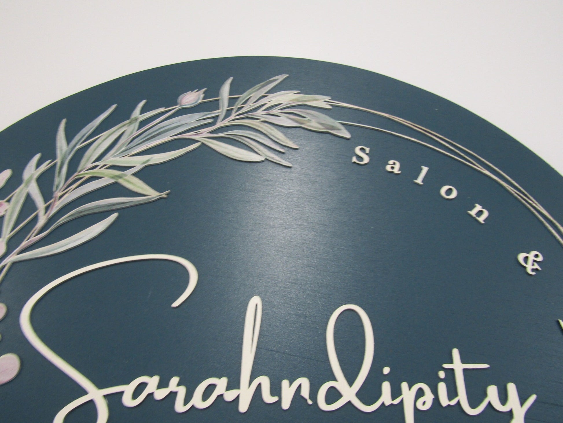 Custom Sign Round Business Commerical Signage Salon Boutique Made to Order Serendipity Store Front Small Shop Logo Circle Wooden Handmade