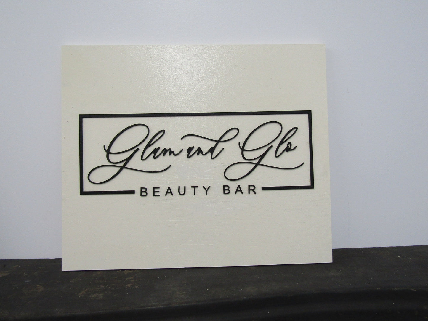 Custom Sign Square Business Commerical Signage Minimalist Made to Order Glam And Glo Beauty Store Front Small Shop Logo Wooden Handmade