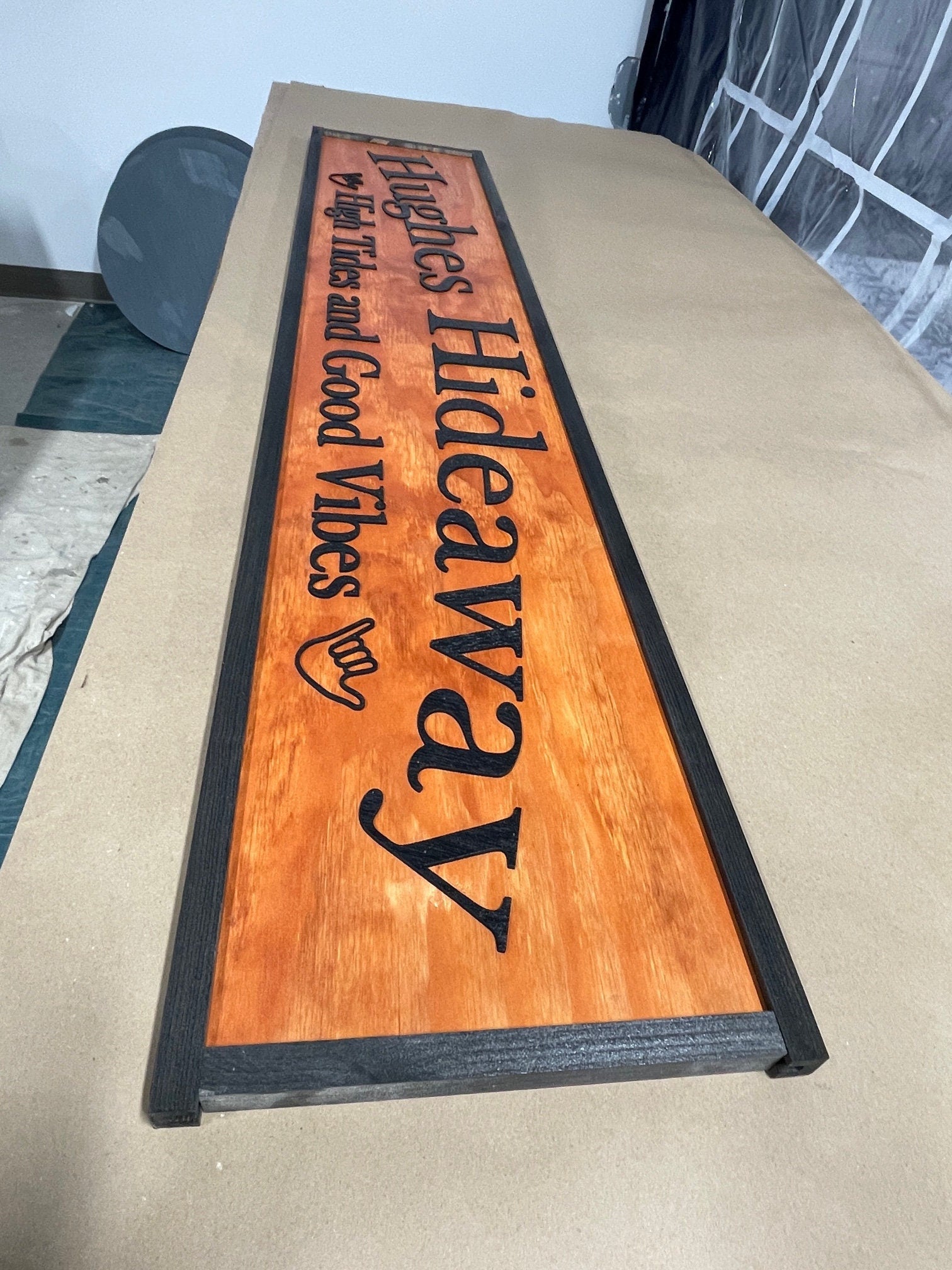 Large Custom Ranch Sign High Tides Good Vibes Over-sized Rustic Business Logo Wood Laser Cut Out 3D Extra Large Sign Footstepsinthepast