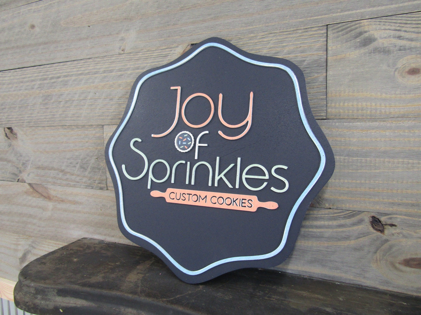 Wooden handmade cookie business sign