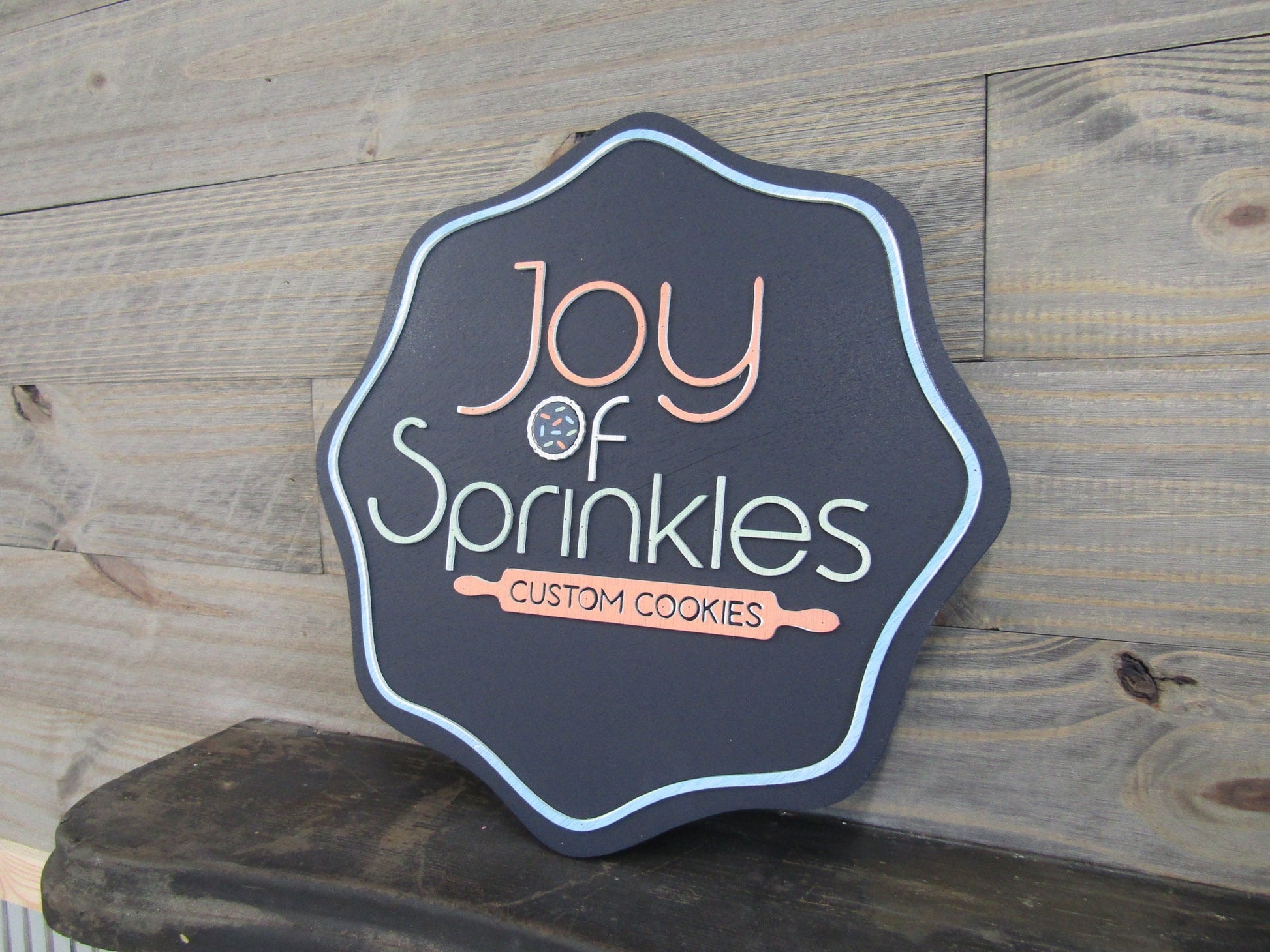Wooden handmade cookie business sign