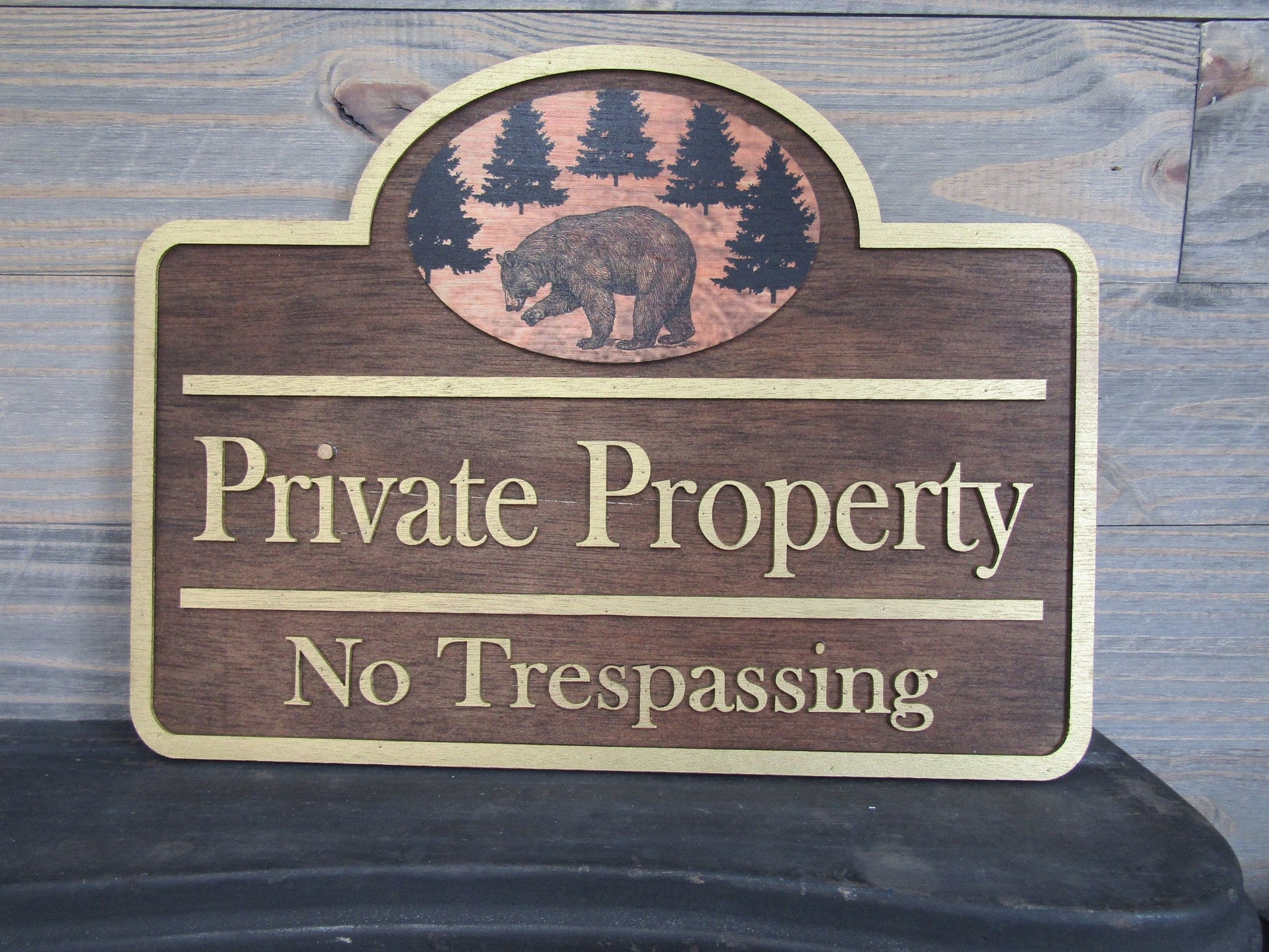 Private Property No Trespassing Signage Bear Woodsy Outdoors Pine Cabin Driveway Entrance Sign Handmade Made To Order 3d Raised Text Custom