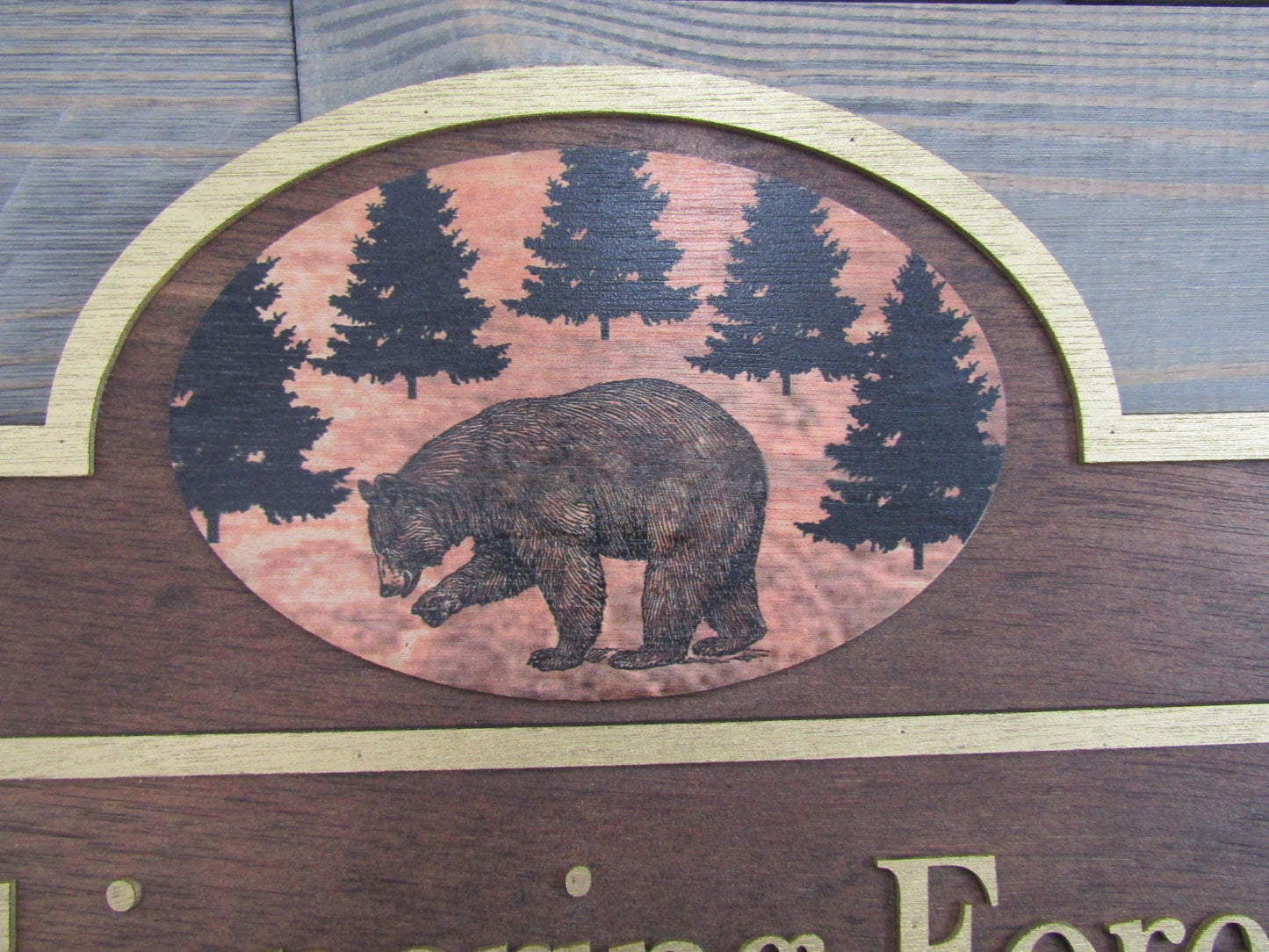 Custom Address Sign Private Drive Bear Cabin Woodsy Pine Trees 3D Raised Contoured Shape Handmade Commerical Signage Directional Wooden