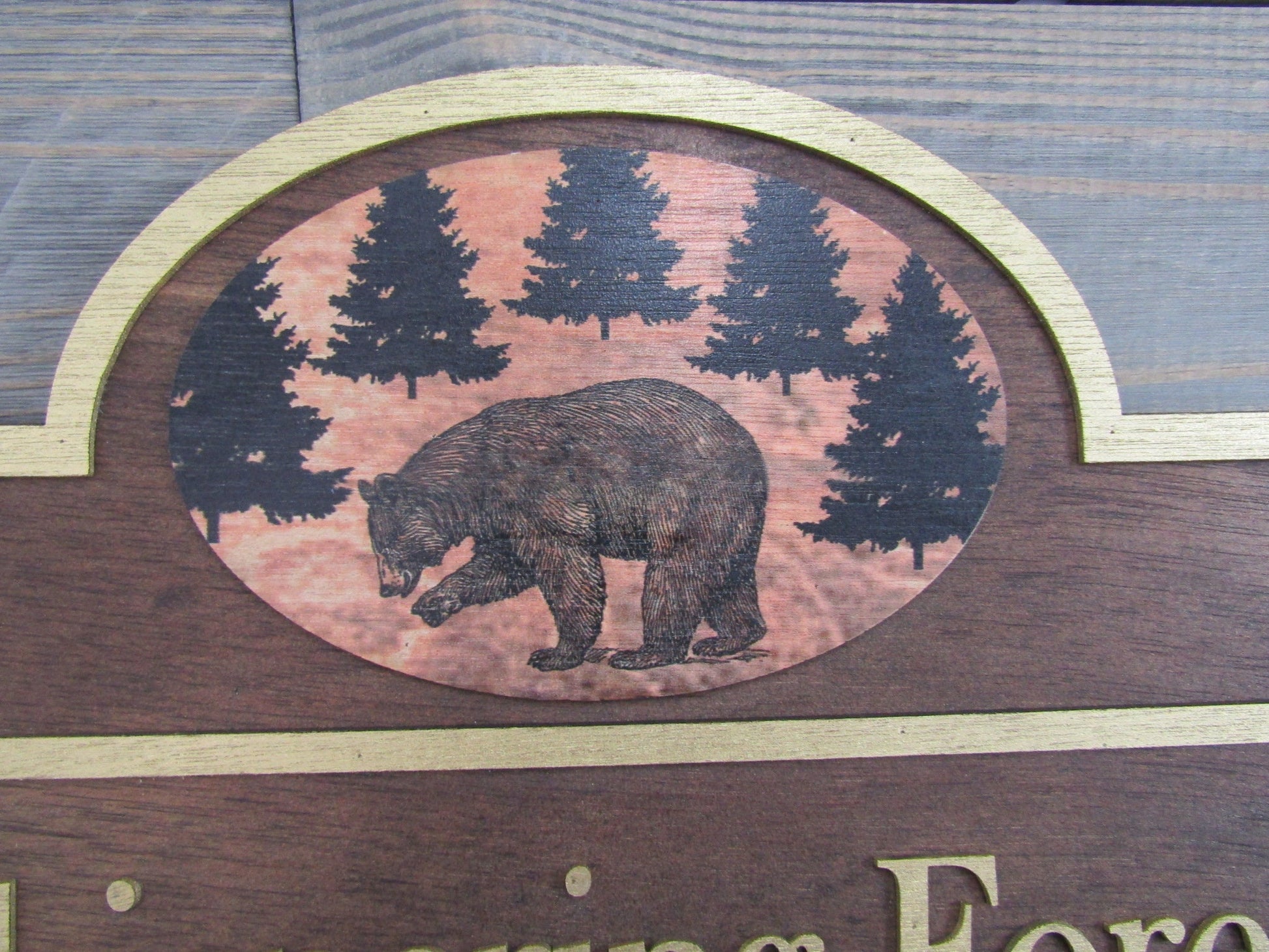 Custom Address Sign Private Drive Bear Cabin Woodsy Pine Trees 3D Raised Contoured Shape Handmade Commerical Signage Directional Wooden